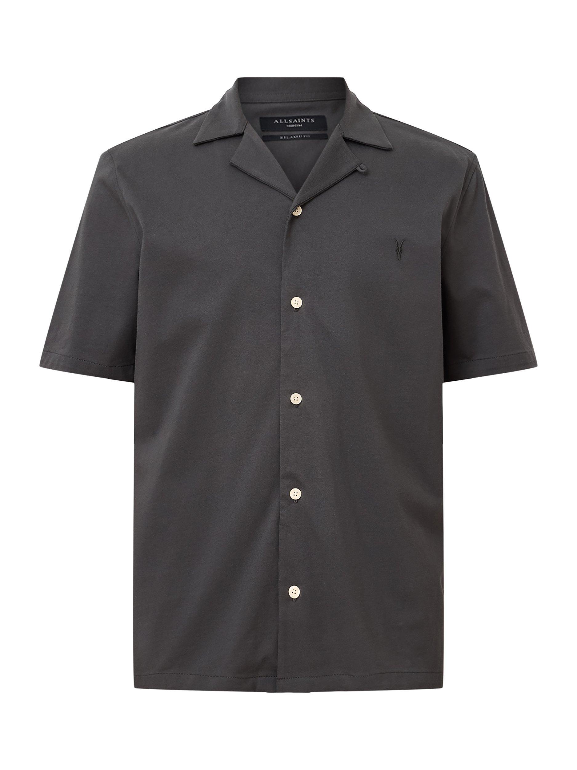 Product image 4 of 7, which shows AllSaints Hudson Organic Cotton Relaxed Fit Shirt, Carter Grey, XS