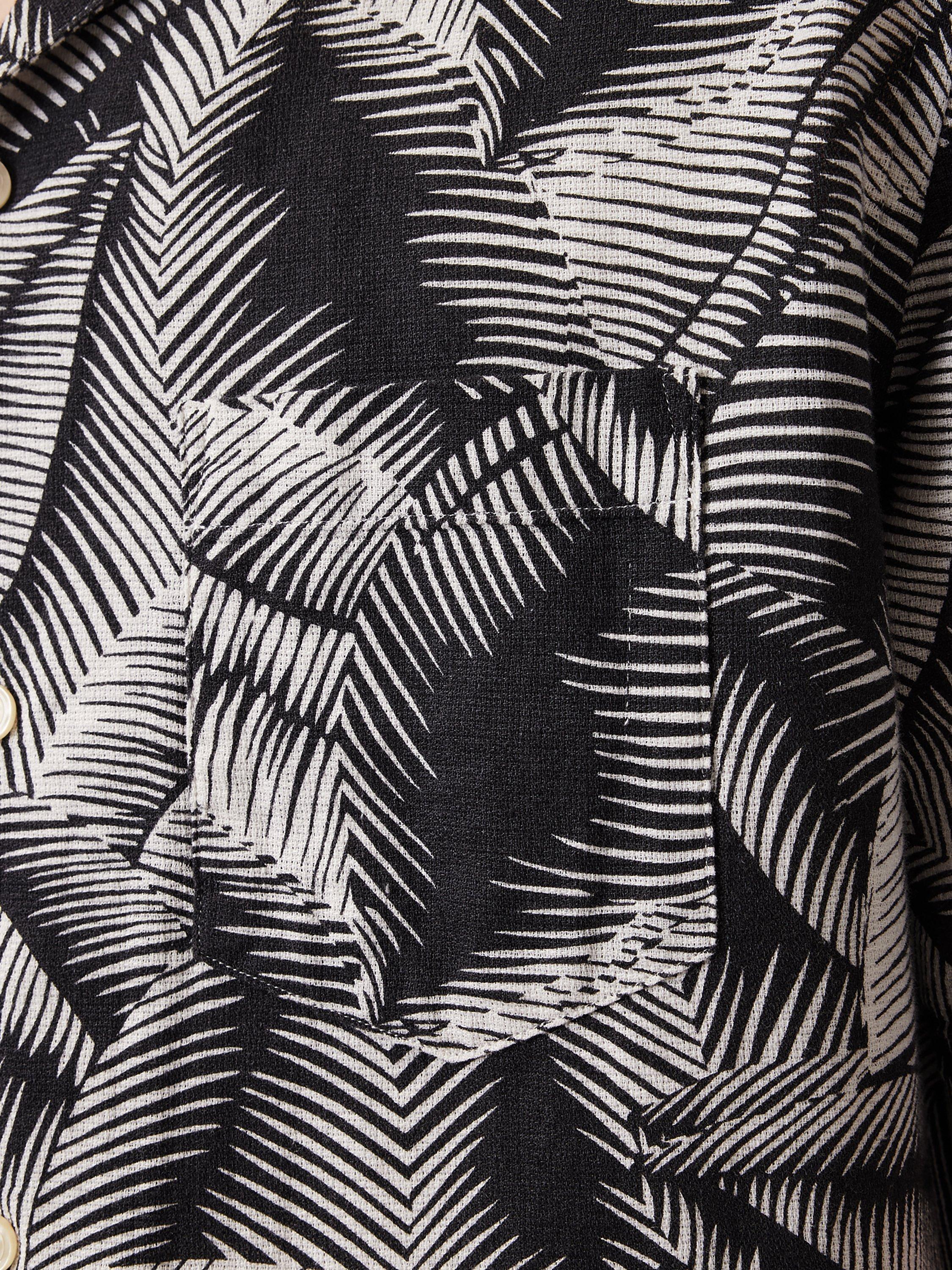 Product image 6 of 7, which shows AllSaints Marseille Linen Blend Regular Fit Abstract Shirt, Pebblestone Grey, S