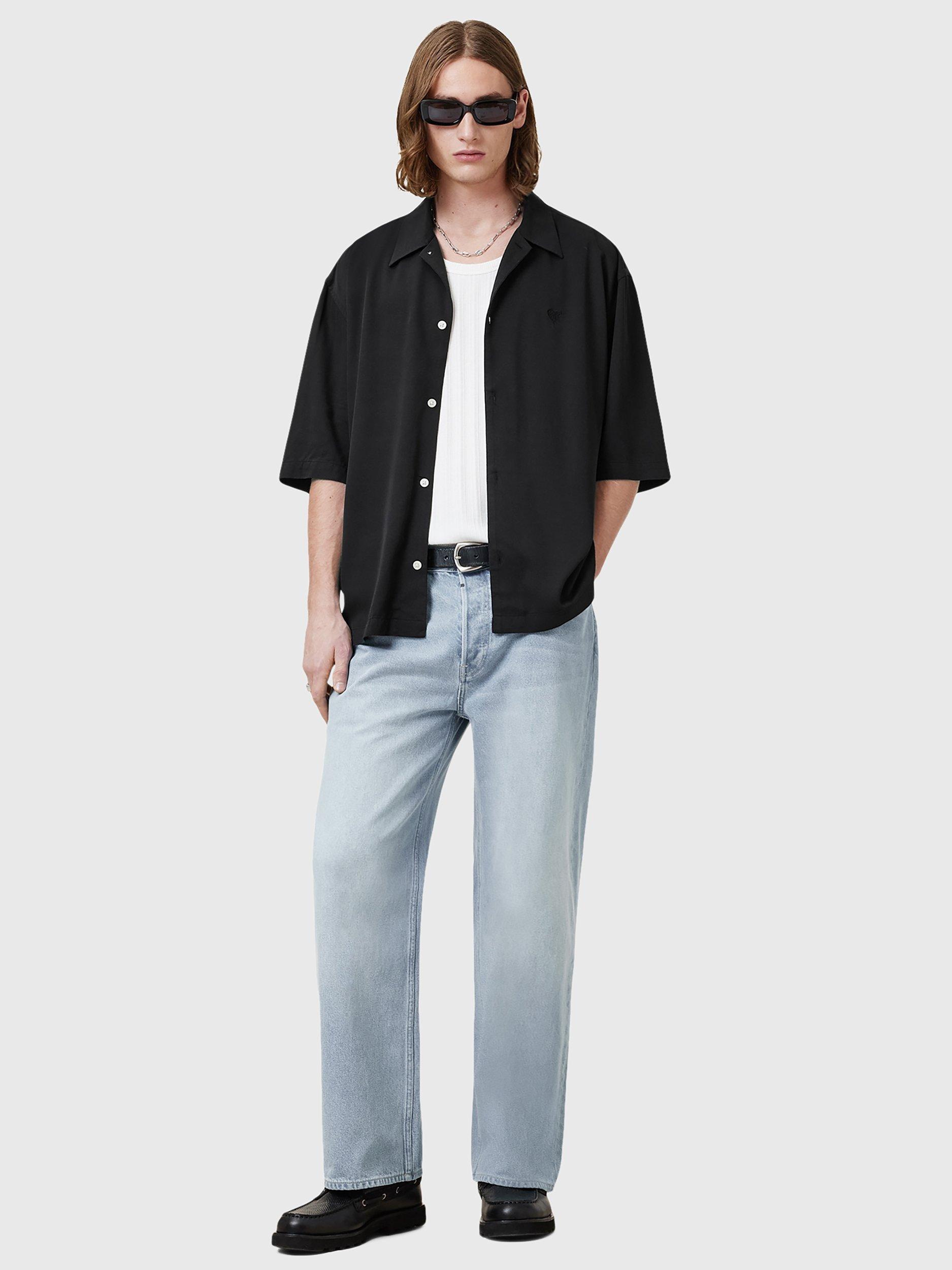Product image 8 of 8, which shows AllSaints Rialto Loose Fit Resort Collar Shirt, Black, XS
