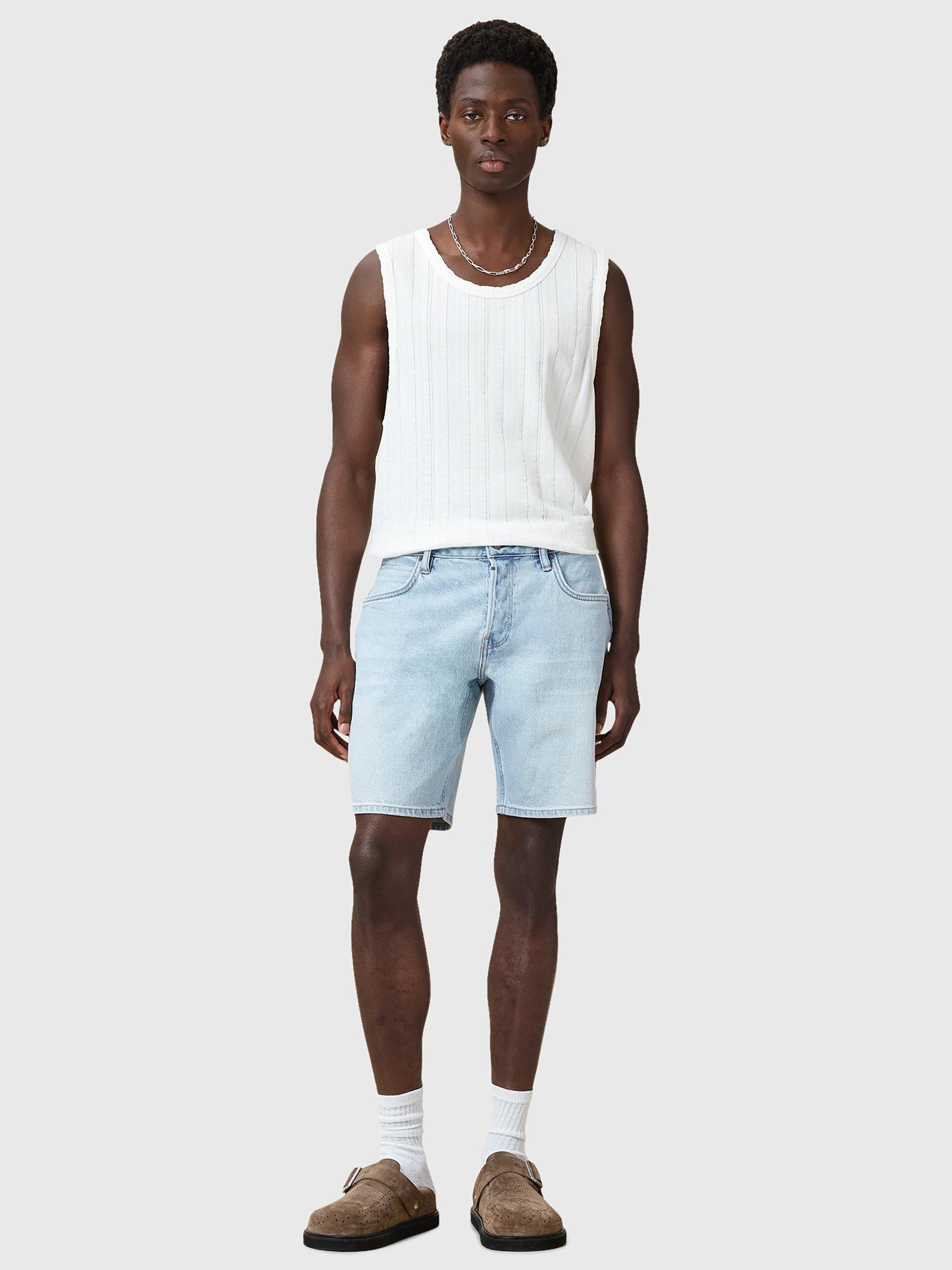 Product image 3 of 8, which shows AllSaints Switch Slim Fit Denim Shorts, Blue Light, 28R
