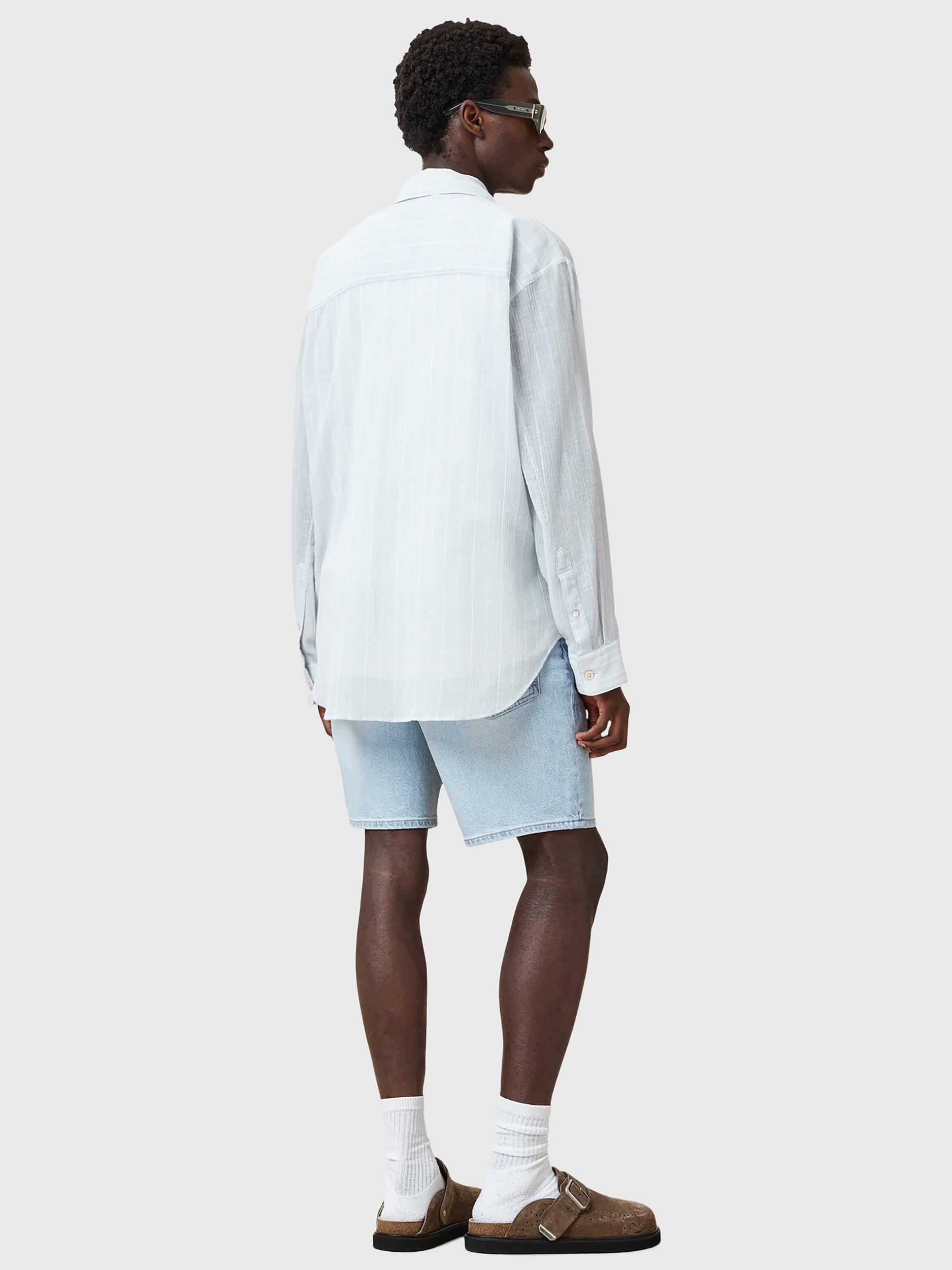 Product image 7 of 8, which shows AllSaints Switch Slim Fit Denim Shorts, Blue Light, 28R