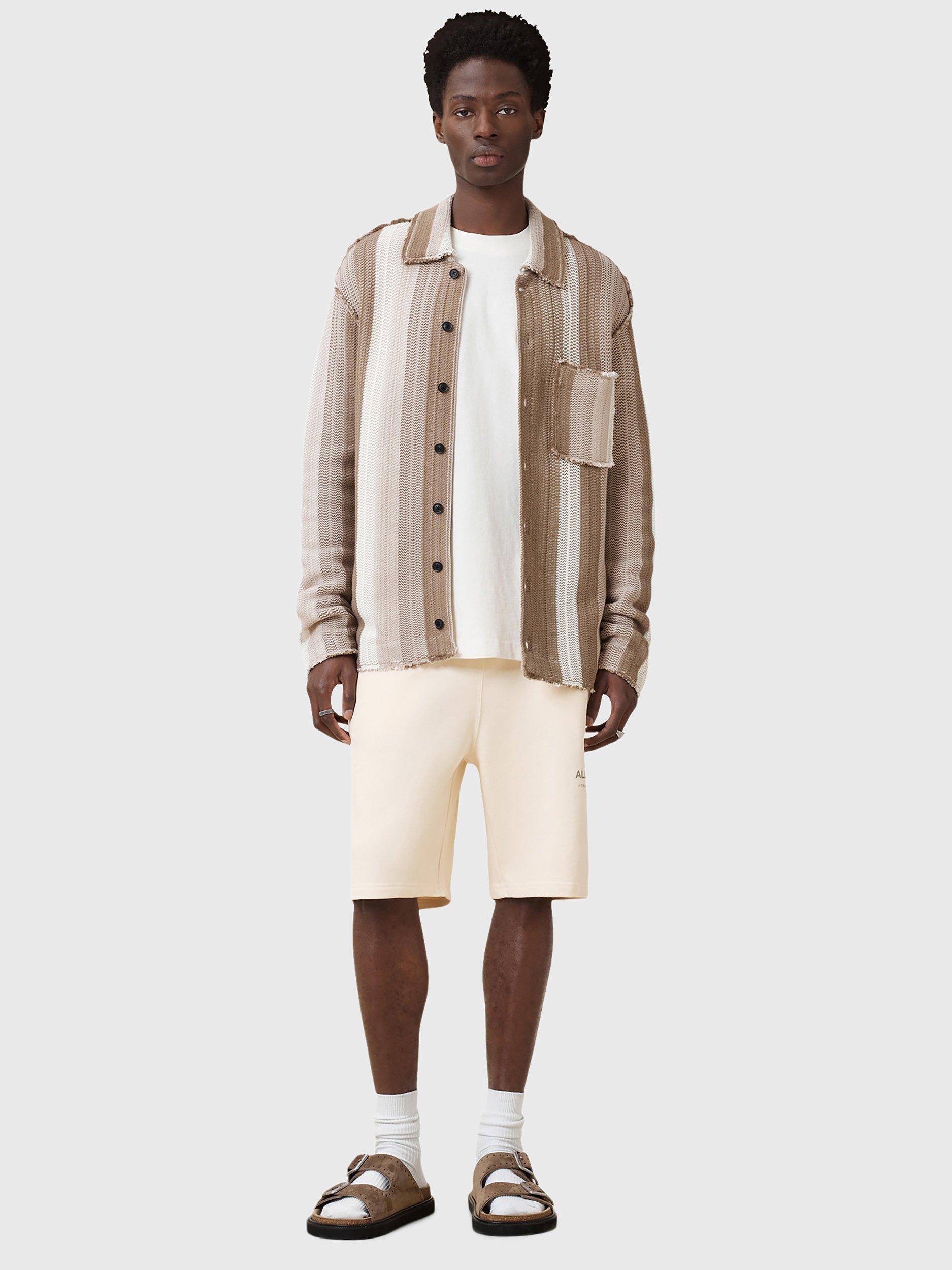 Product image 3 of 8, which shows AllSaints Underground Organic Cotton Sweat Shorts, Sandy White, L