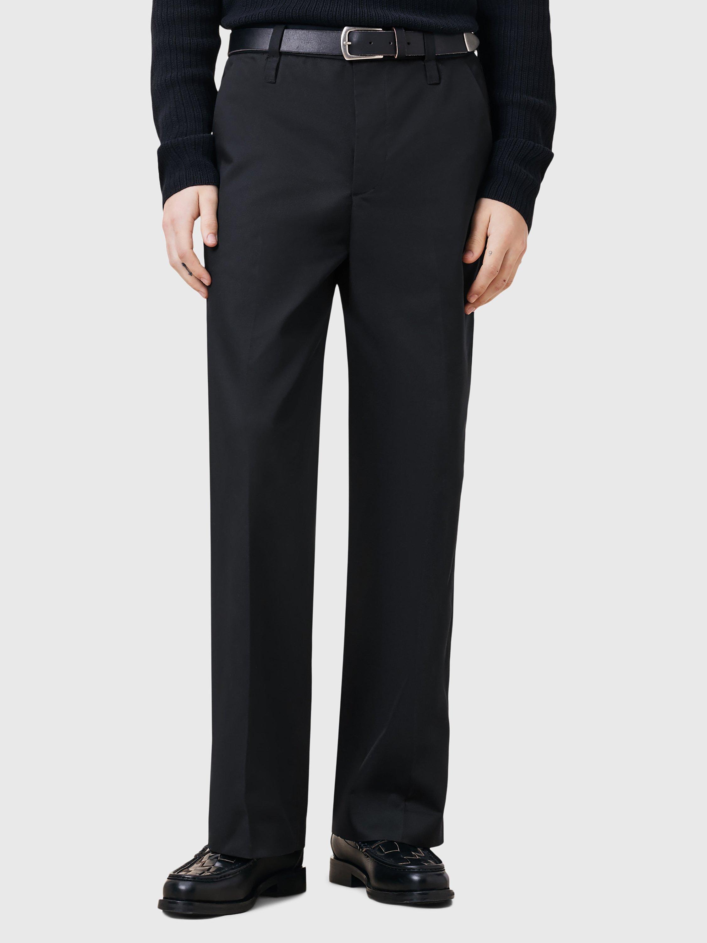 Product image 1 of 6, which shows AllSaints Tanner Cotton Blend Relaxed Fit Trousers, Black, 28R