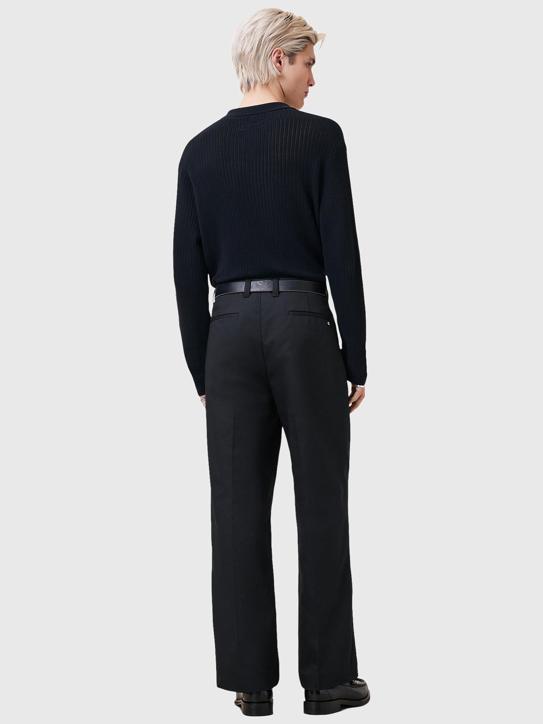 Product image 2 of 6, which shows AllSaints Tanner Cotton Blend Relaxed Fit Trousers, Black, 28R