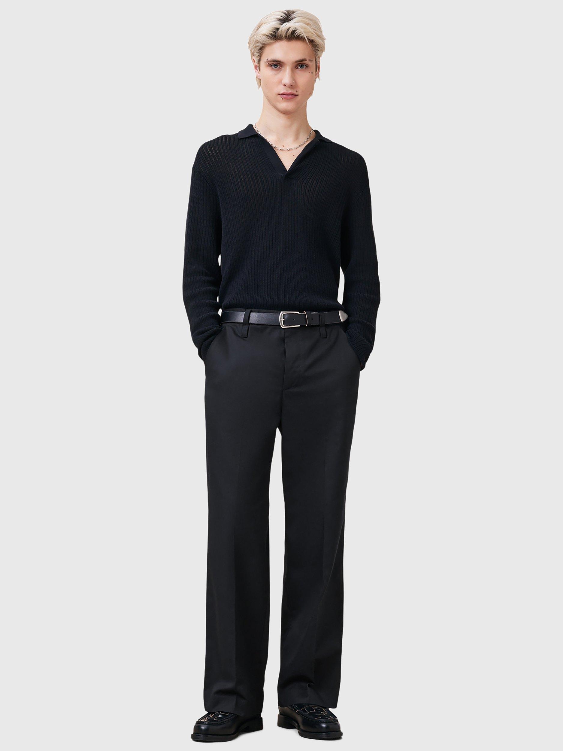 Product image 3 of 6, which shows AllSaints Tanner Cotton Blend Relaxed Fit Trousers, Black, 28R