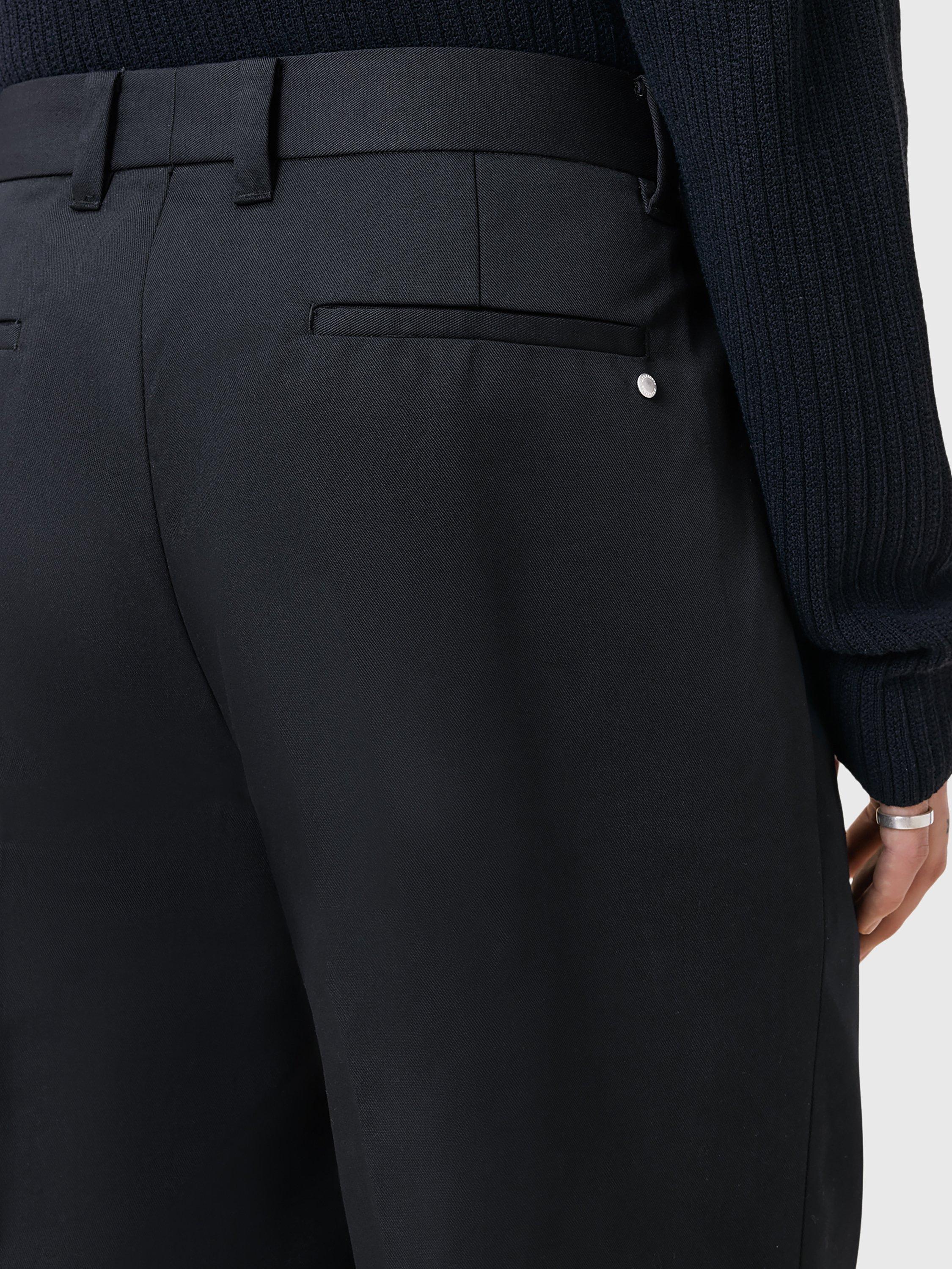 Product image 6 of 6, which shows AllSaints Tanner Cotton Blend Relaxed Fit Trousers, Black, 28R