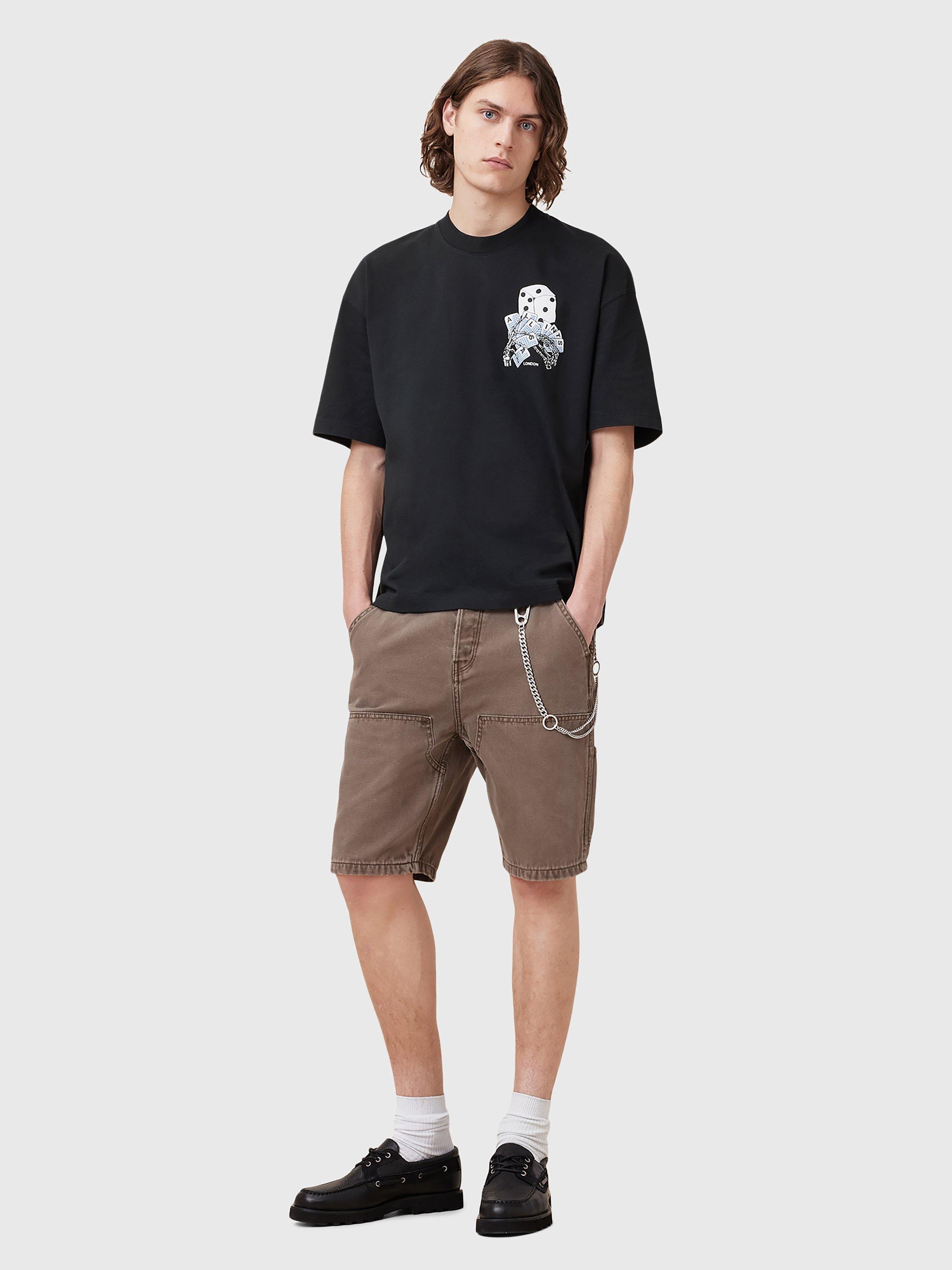Product image 3 of 7, which shows AllSaints Dealt Organic Cotton Regular Fit Short Sleeve Logo T-Shirt, Washed Black, L