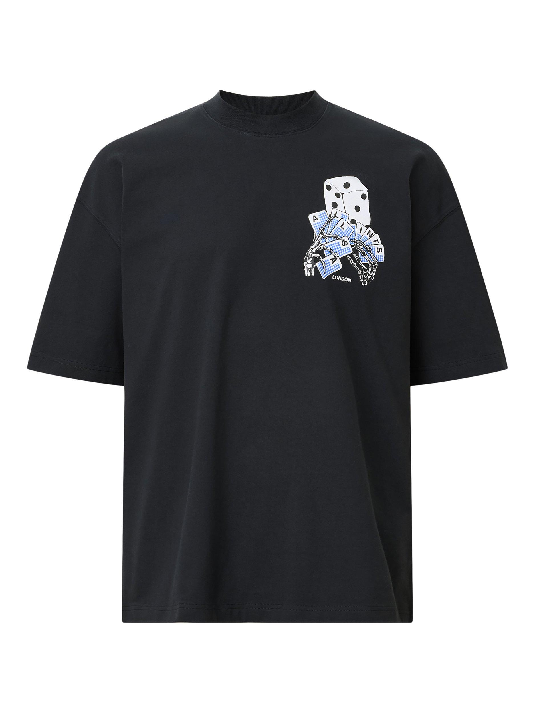 Product image 4 of 7, which shows AllSaints Dealt Organic Cotton Regular Fit Short Sleeve Logo T-Shirt, Washed Black, L