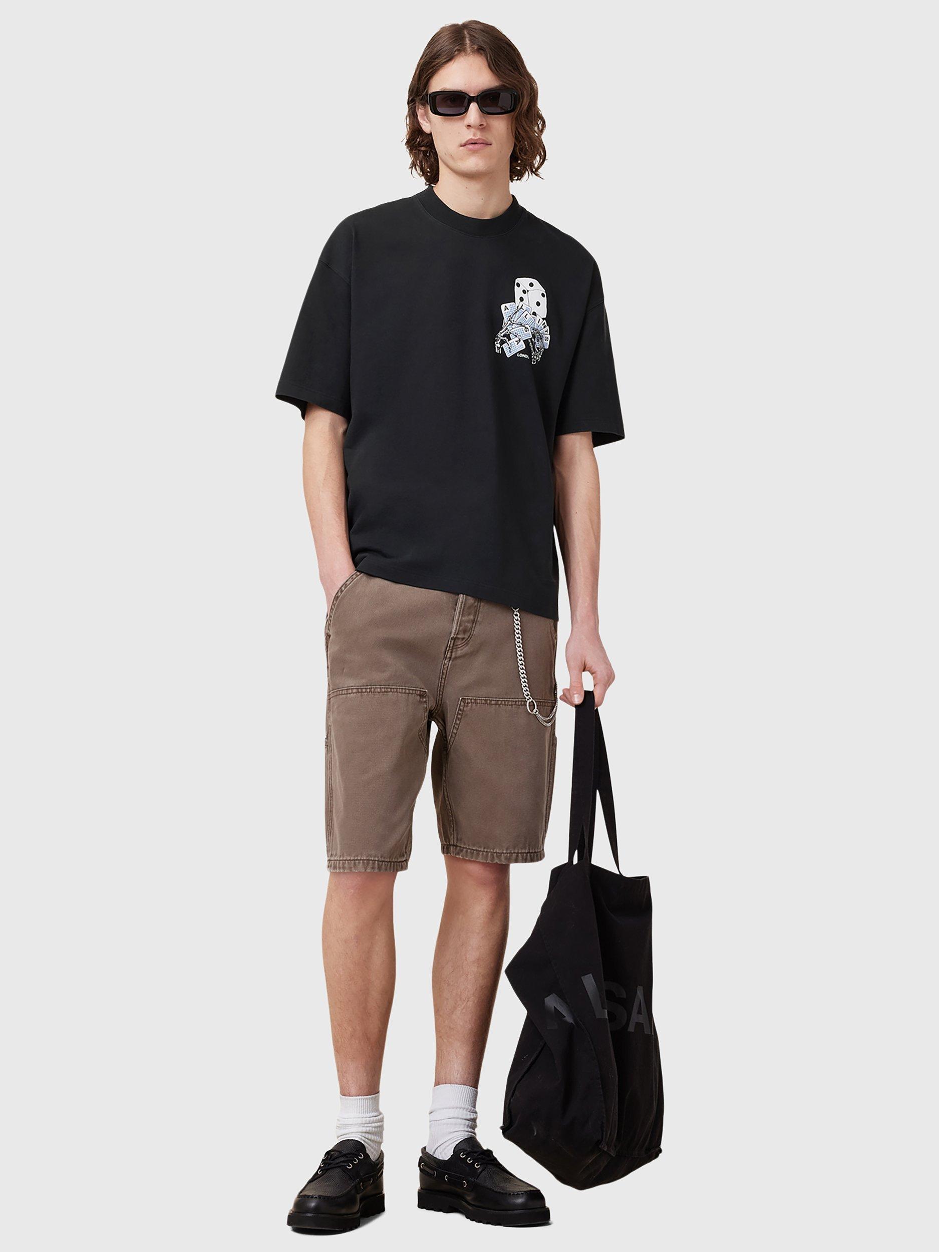 Product image 7 of 7, which shows AllSaints Dealt Organic Cotton Regular Fit Short Sleeve Logo T-Shirt, Washed Black, L