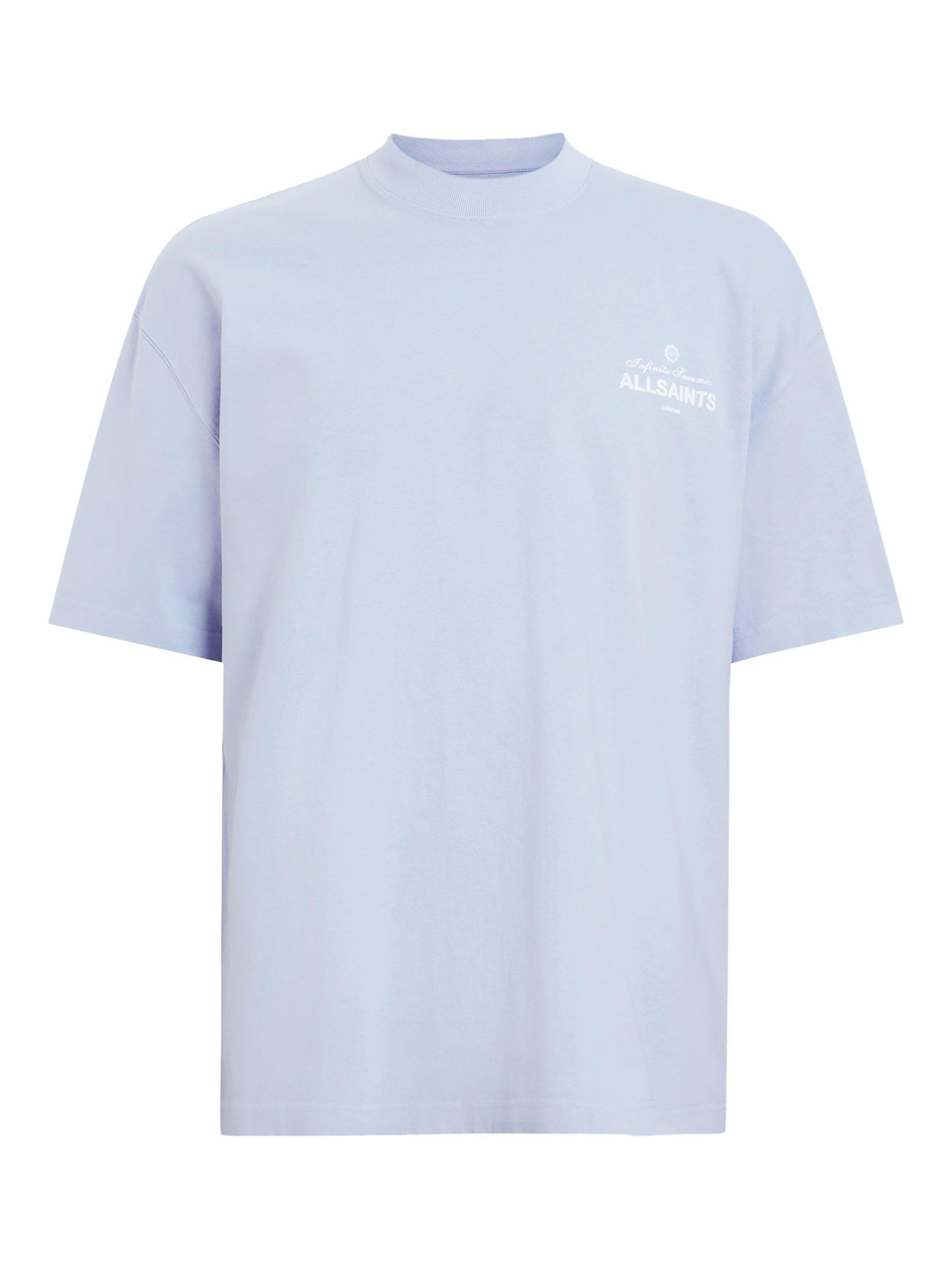 Product image 4 of 8, which shows AllSaints Soleil Organic Cotton Oversized Crew Neck T-Shirt, Blue Mid, L