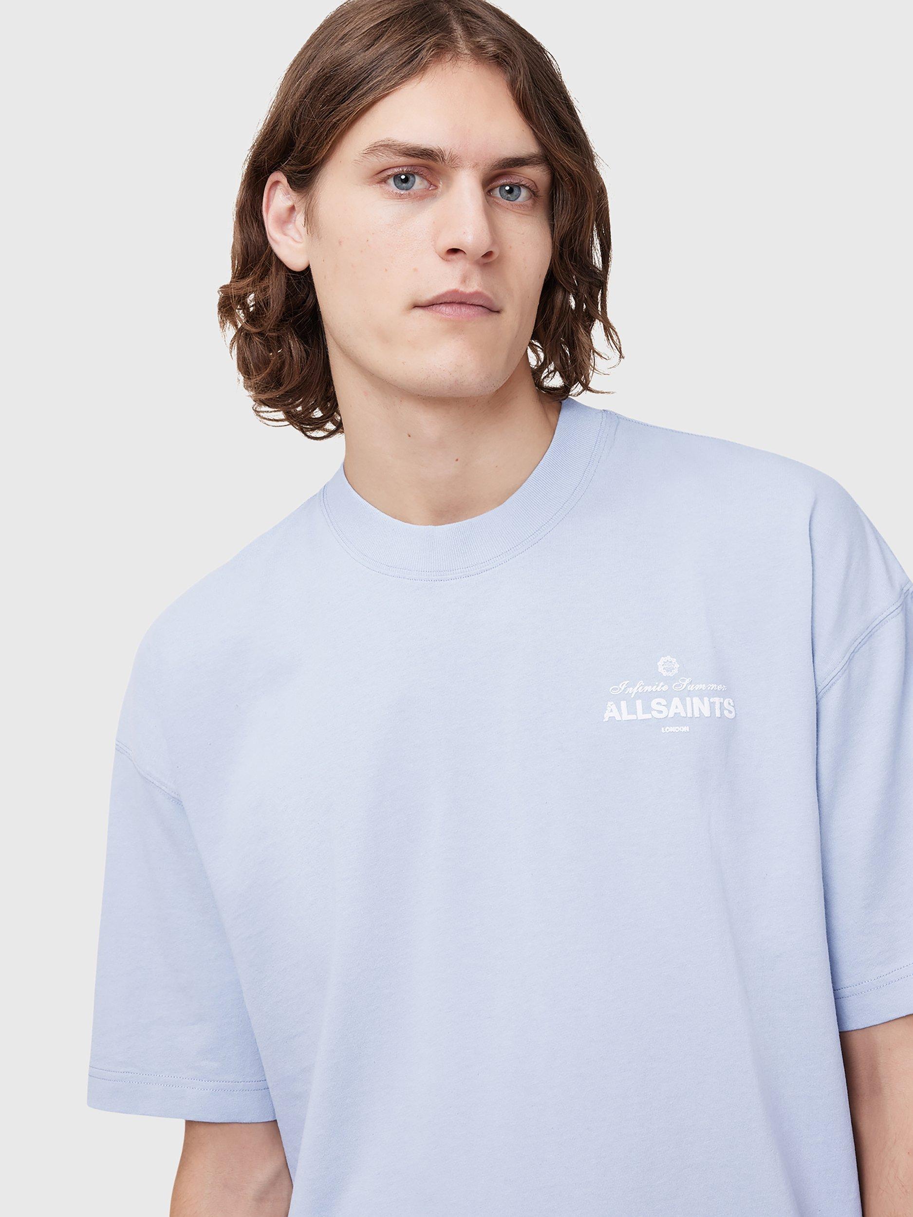 Product image 6 of 8, which shows AllSaints Soleil Organic Cotton Oversized Crew Neck T-Shirt, Blue Mid, L