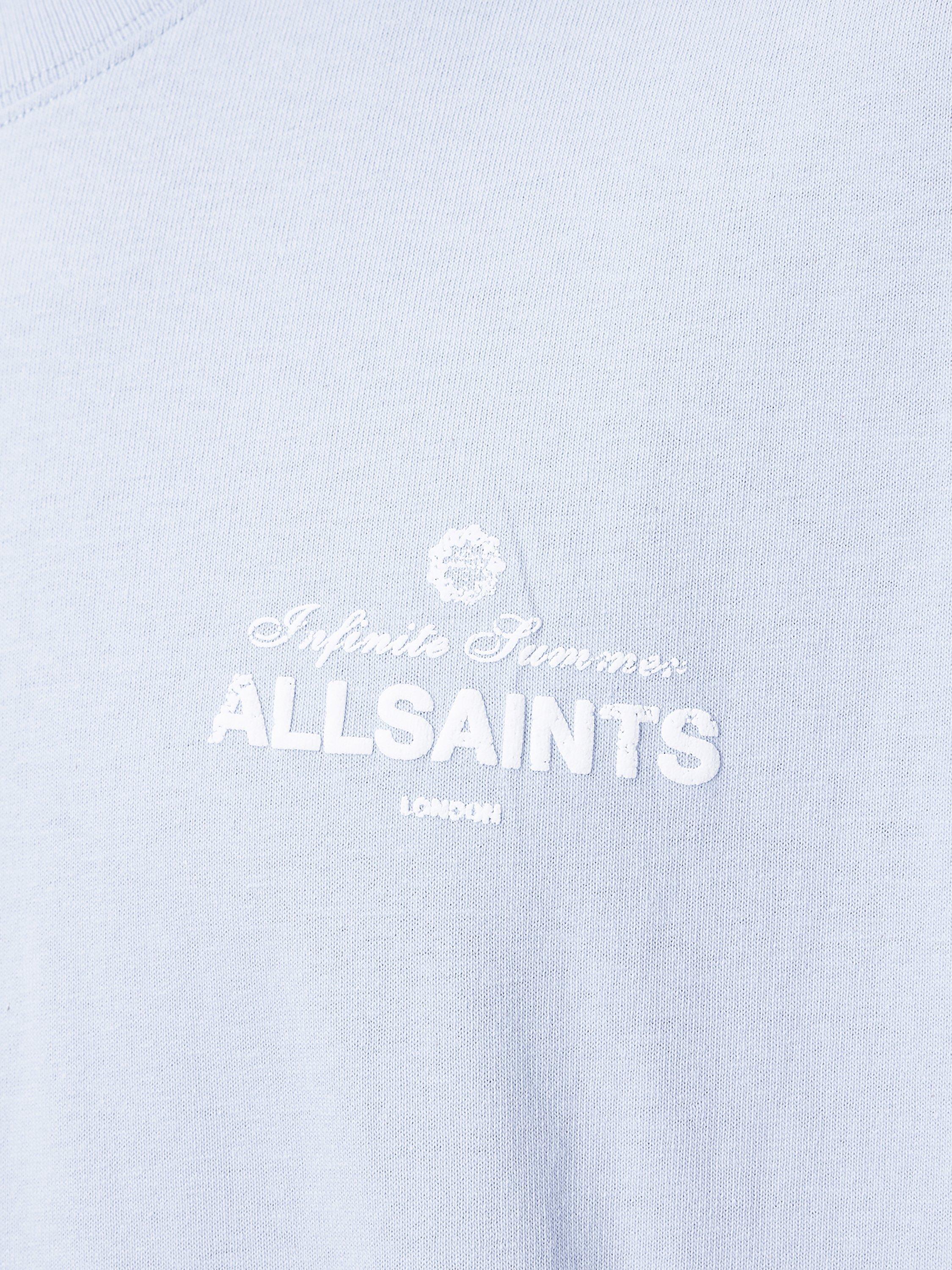 Product image 7 of 8, which shows AllSaints Soleil Organic Cotton Oversized Crew Neck T-Shirt, Blue Mid, L