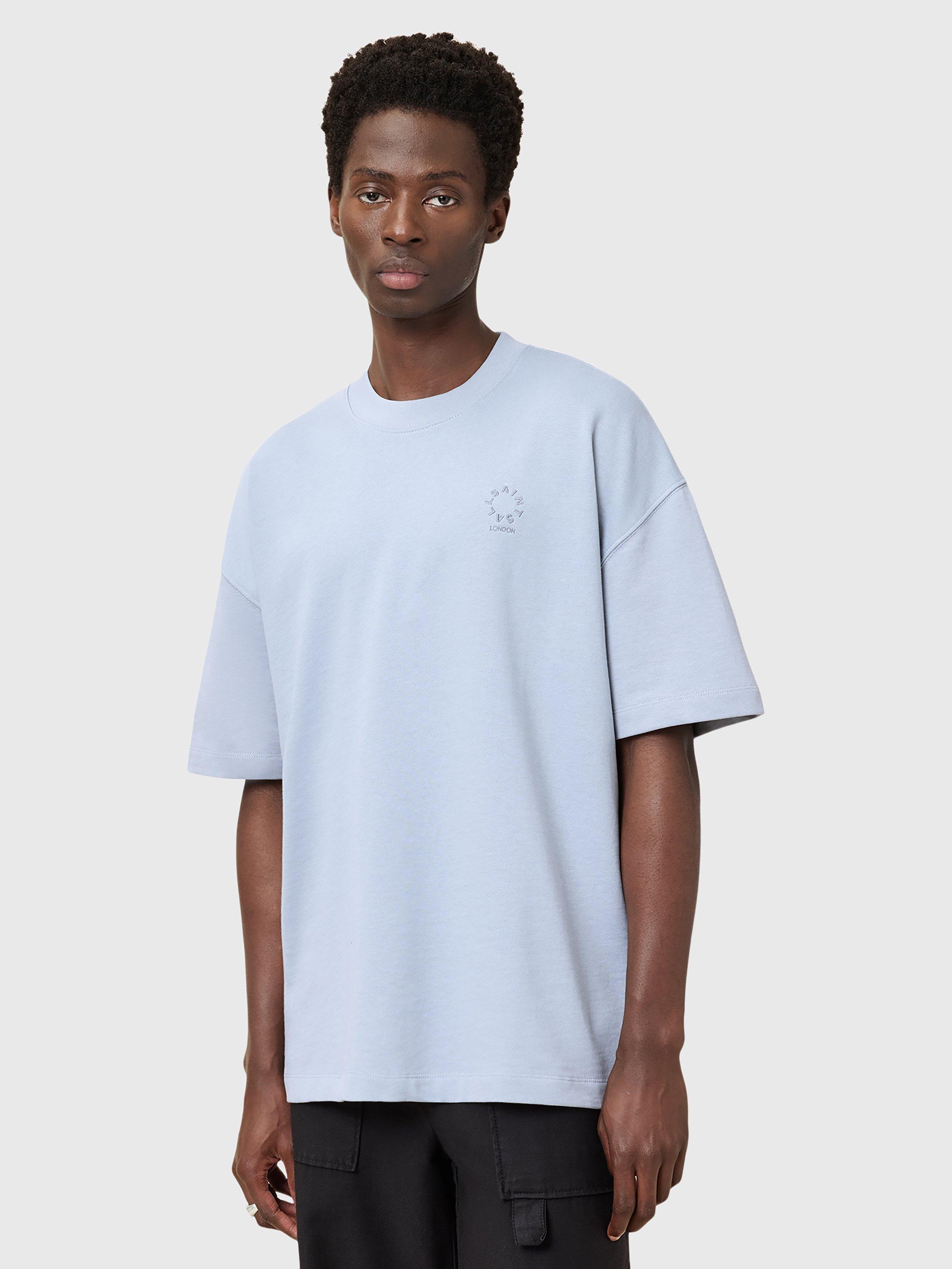 Product image 1 of 11, which shows AllSaints Haven Organic Cotton Loose Fit Short Sleeve T-Shirt, Willow Blue, S