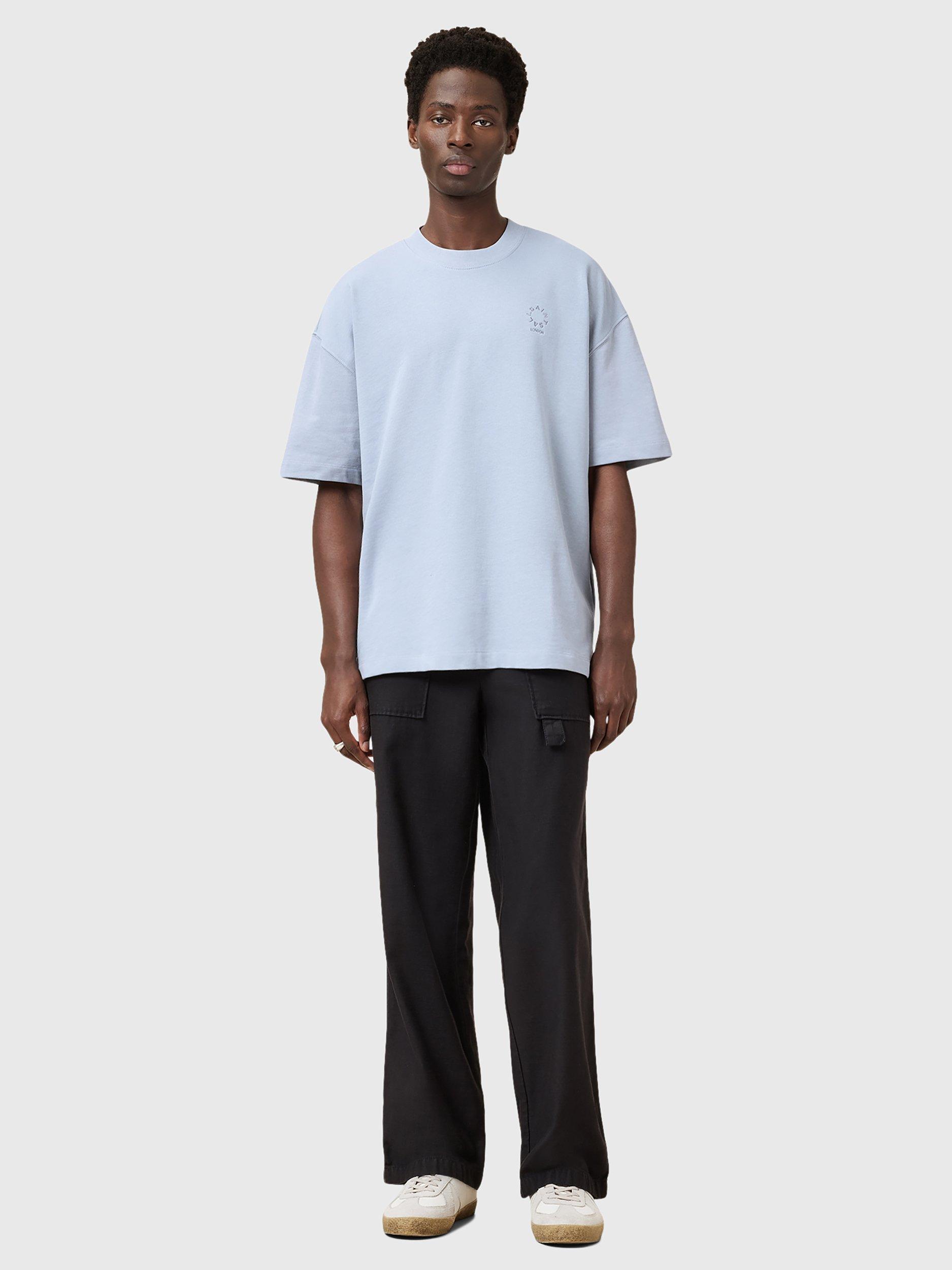 Product image 3 of 11, which shows AllSaints Haven Organic Cotton Loose Fit Short Sleeve T-Shirt, Willow Blue, S
