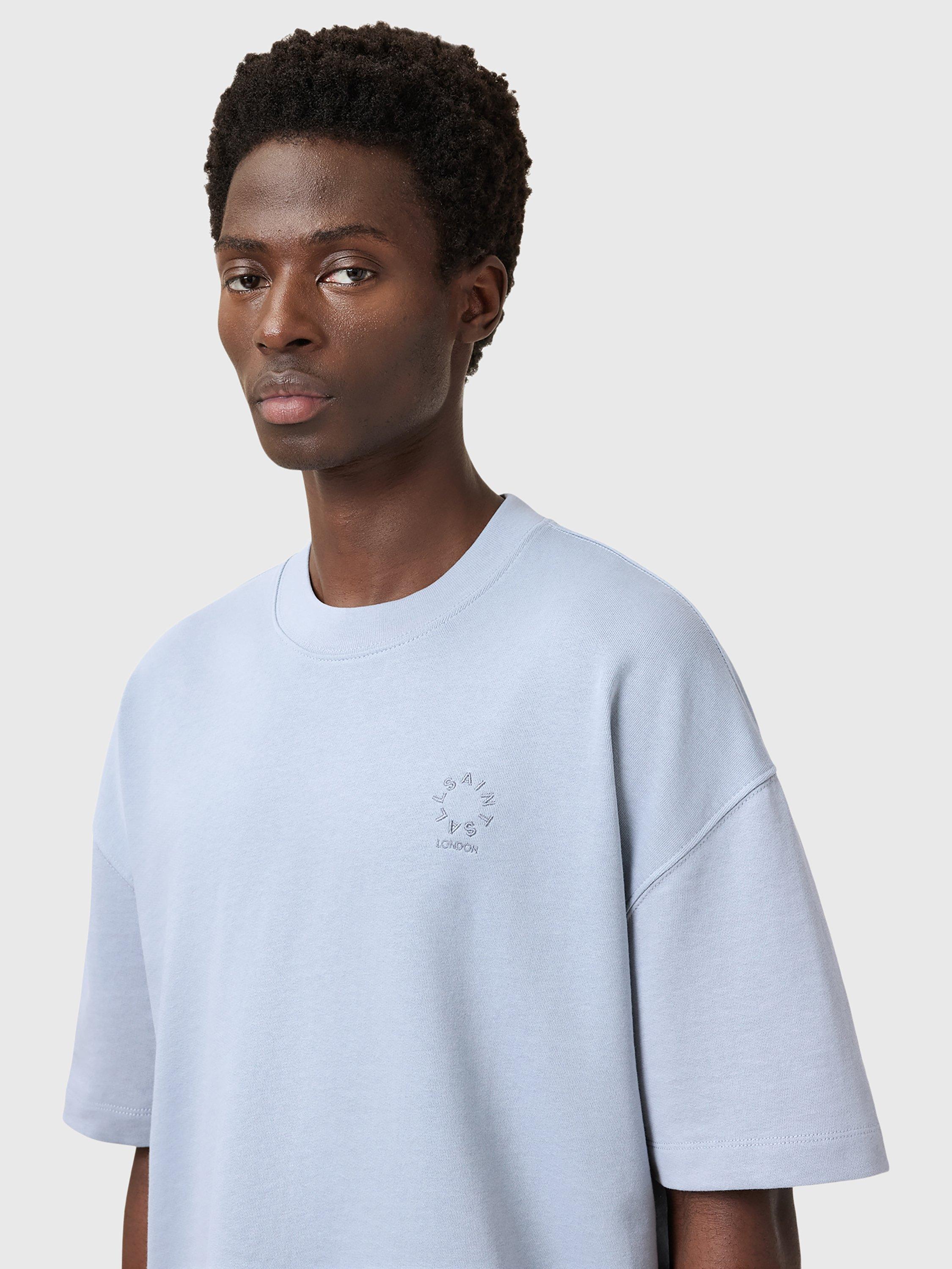 Product image 5 of 11, which shows AllSaints Haven Organic Cotton Loose Fit Short Sleeve T-Shirt, Willow Blue, S