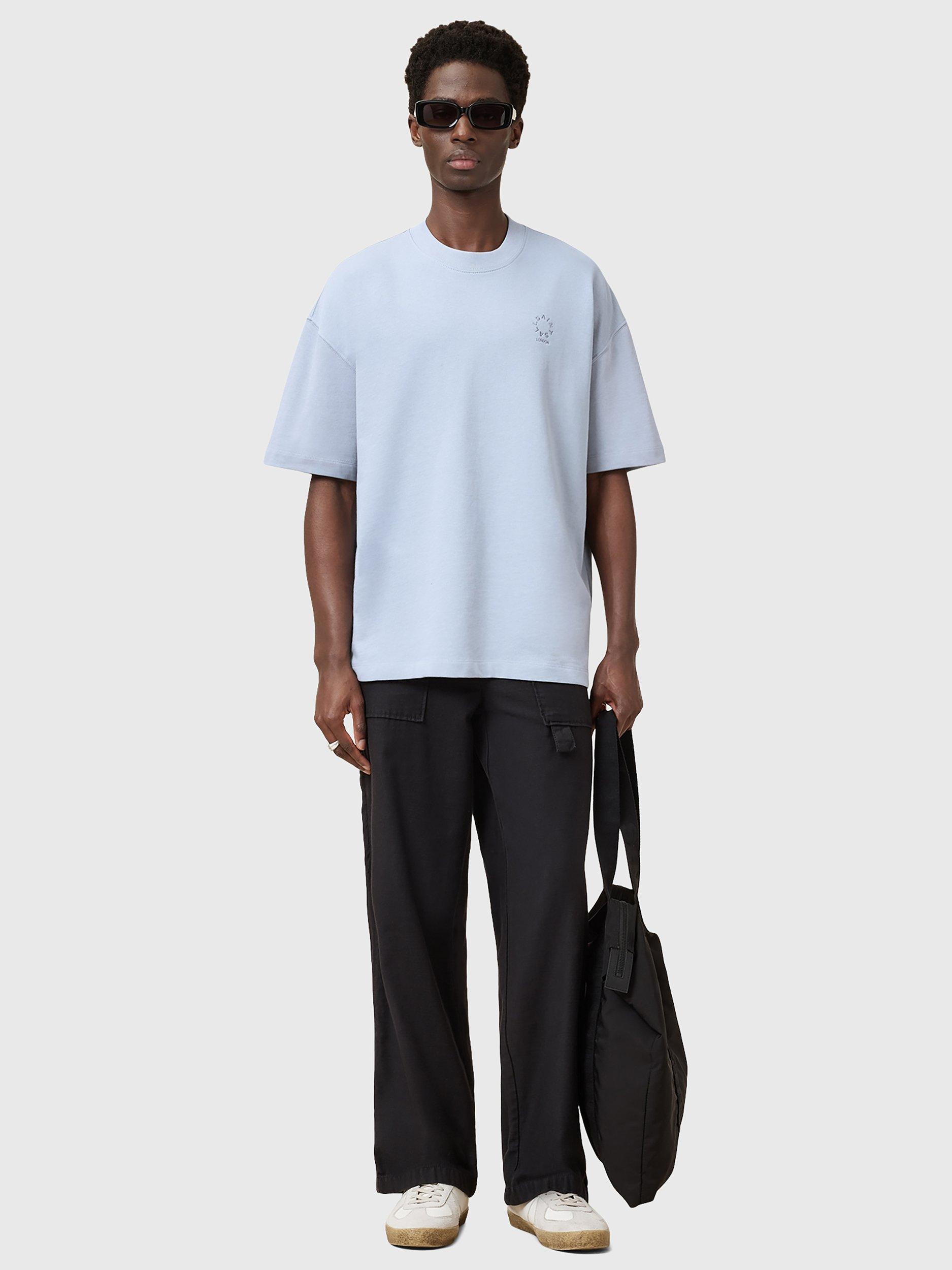 Product image 7 of 11, which shows AllSaints Haven Organic Cotton Loose Fit Short Sleeve T-Shirt, Willow Blue, S