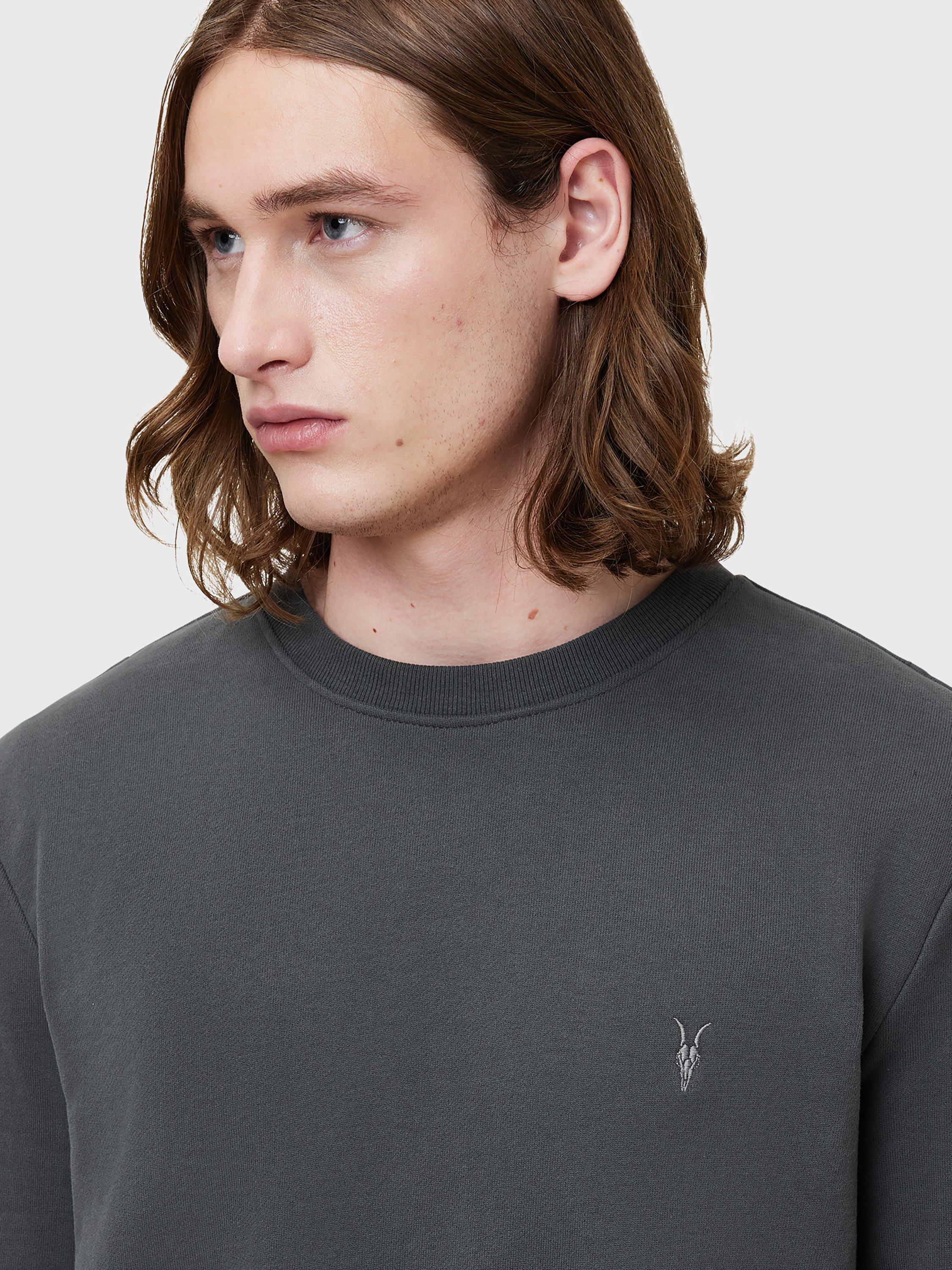 Product image 5 of 8, which shows AllSaints Raven Organic Cotton Sweatshirt, Carter Grey, XS