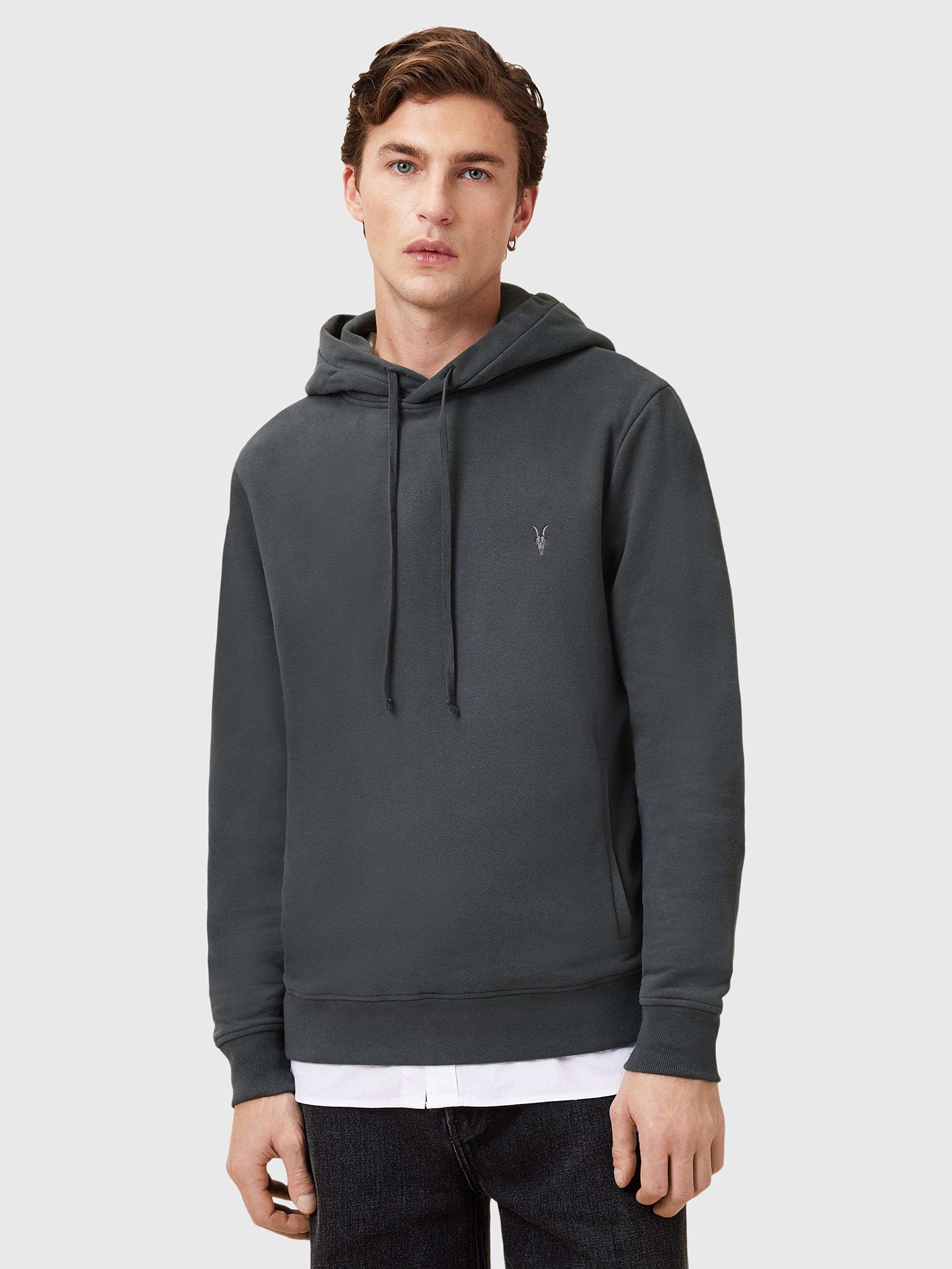 Product image 1 of 7, which shows AllSaints Raven Organic Cotton Hoodie, Carter Grey, L