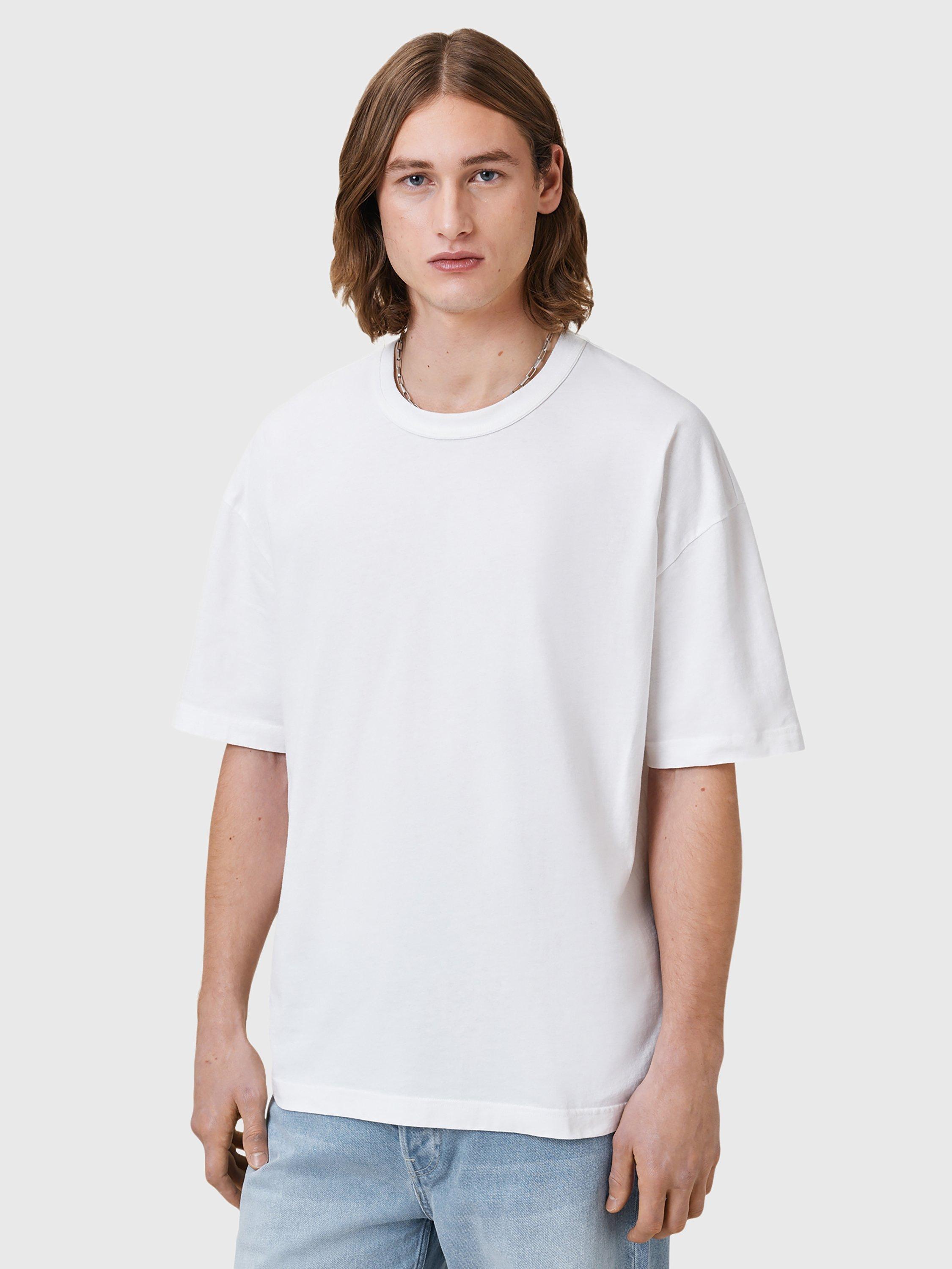 Product image 1 of 7, which shows AllSaints Sonny Organic Cotton Blend Oversized Crew Neck T-Shirt, White, S