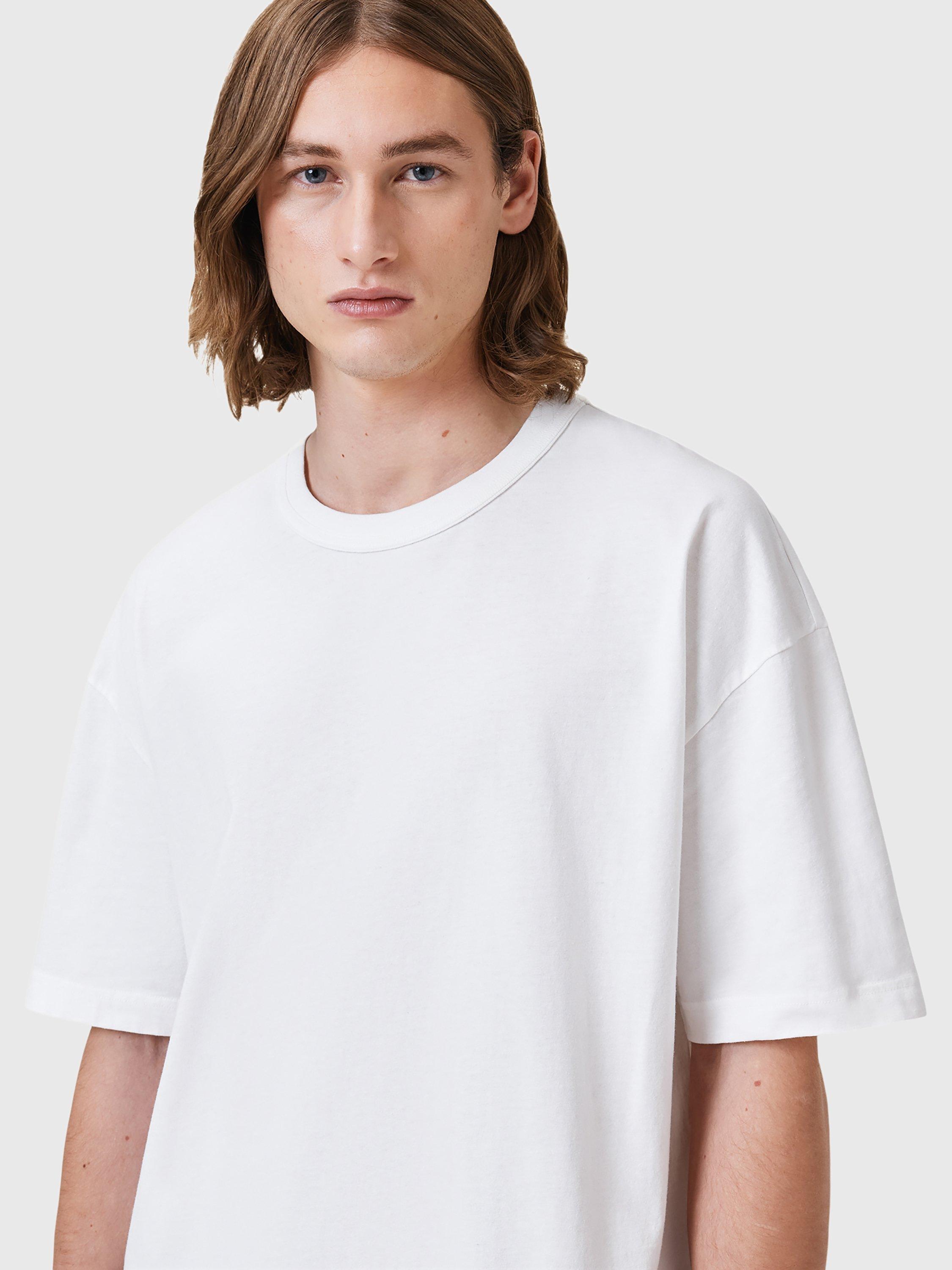 Product image 5 of 7, which shows AllSaints Sonny Organic Cotton Blend Oversized Crew Neck T-Shirt, White, S