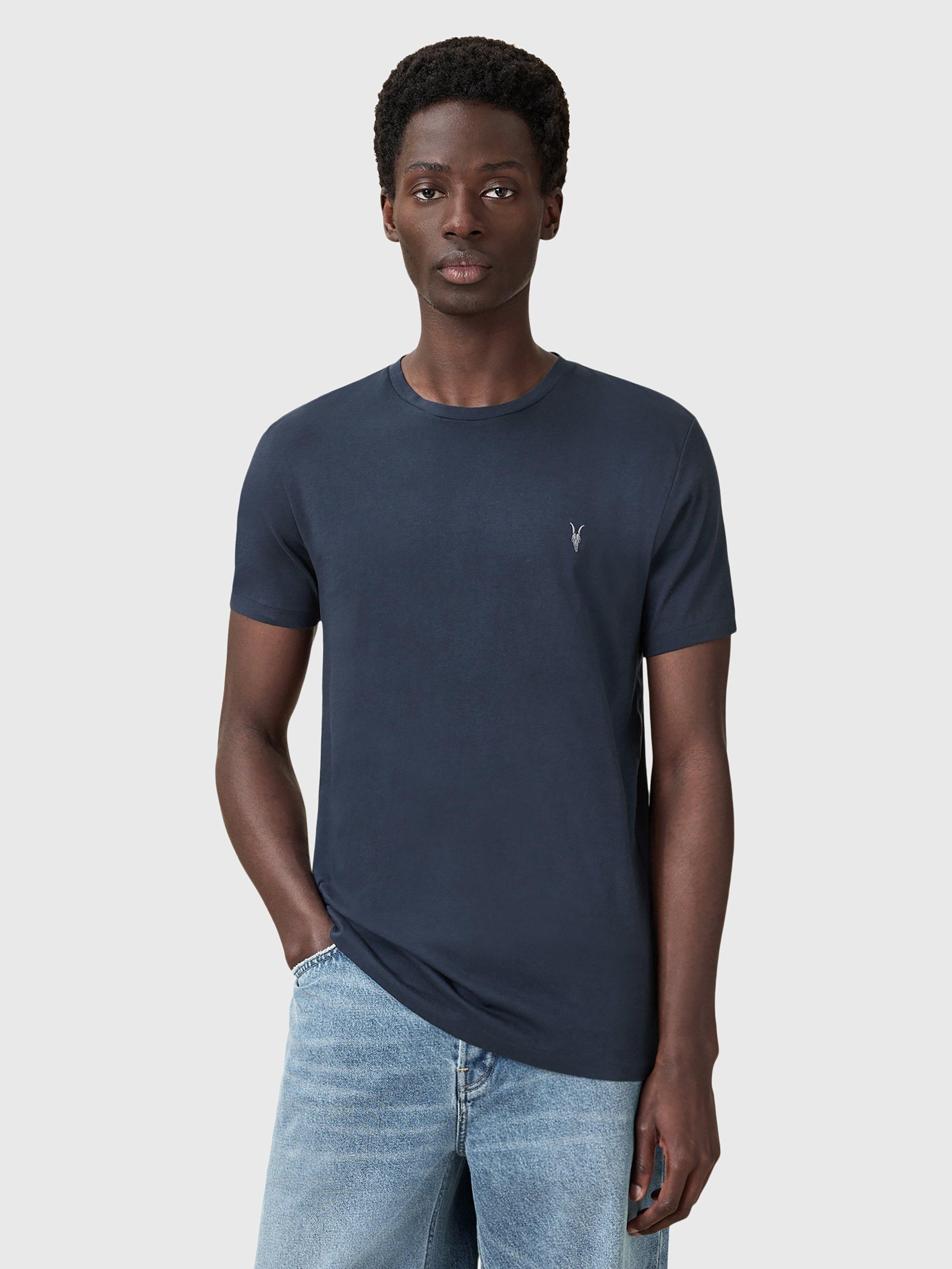 Product image 1 of 5, which shows AllSaints Tonic Organic Cotton Crew T-Shirt, Navy, XS