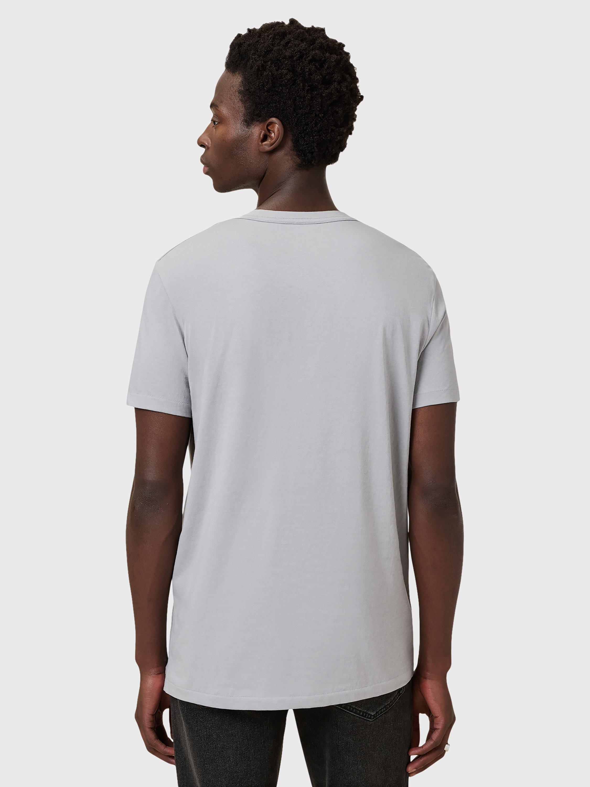 Product image 2 of 8, which shows AllSaints Tonic Slim Fit Crew Neck T-Shirts, Pack of 3, White/Green/Grey, L