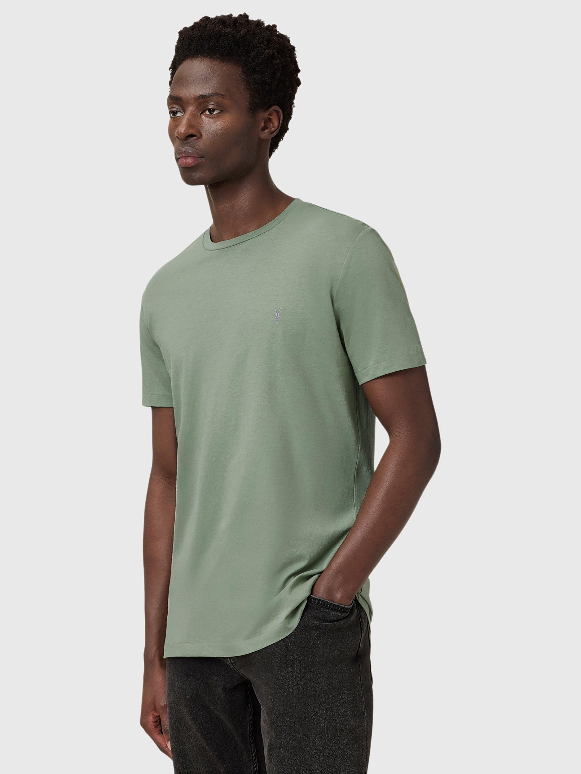Product image 6 of 8, which shows AllSaints Tonic Slim Fit Crew Neck T-Shirts, Pack of 3, White/Green/Grey, L
