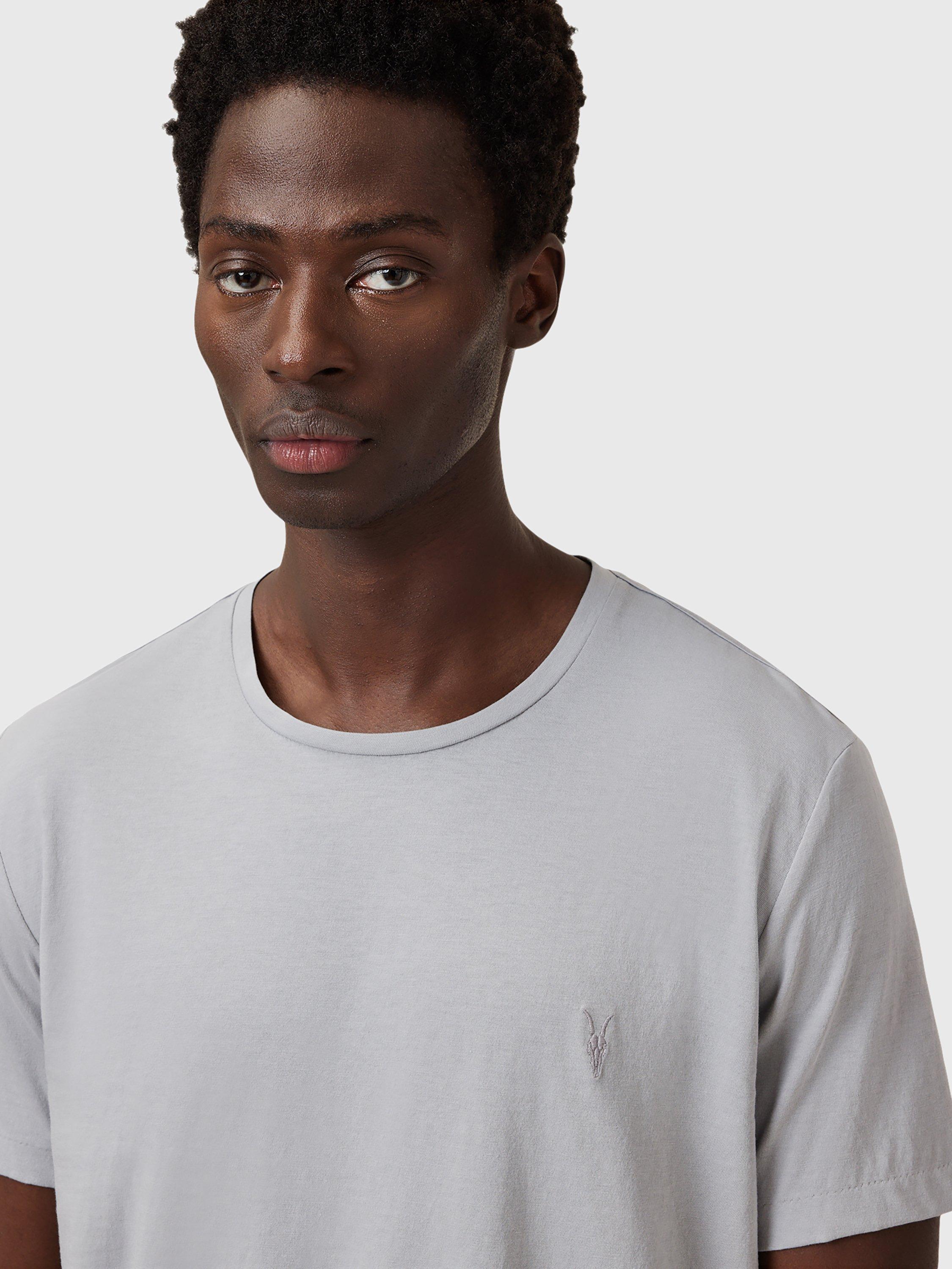 Product image 7 of 8, which shows AllSaints Tonic Slim Fit Crew Neck T-Shirts, Pack of 3, White/Green/Grey, L