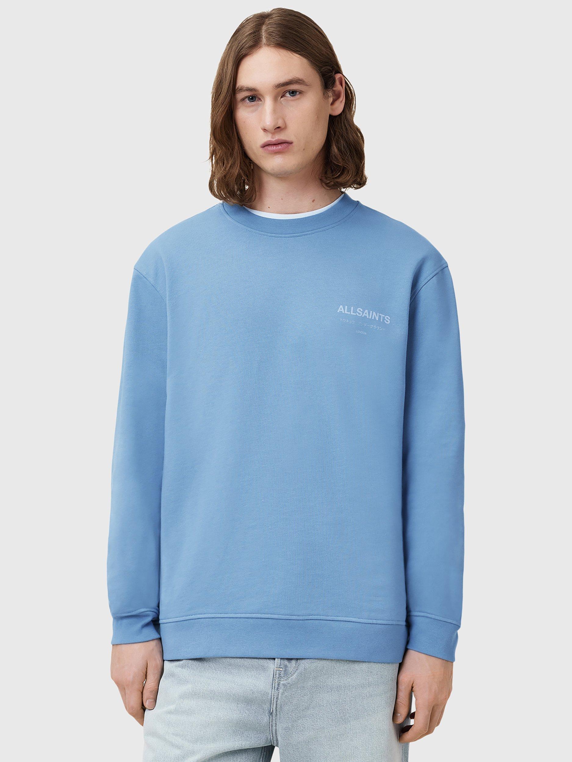 Product image 1 of 6, which shows AllSaints Underground Organic Cotton Sweatshirt, Bondi Blue, S