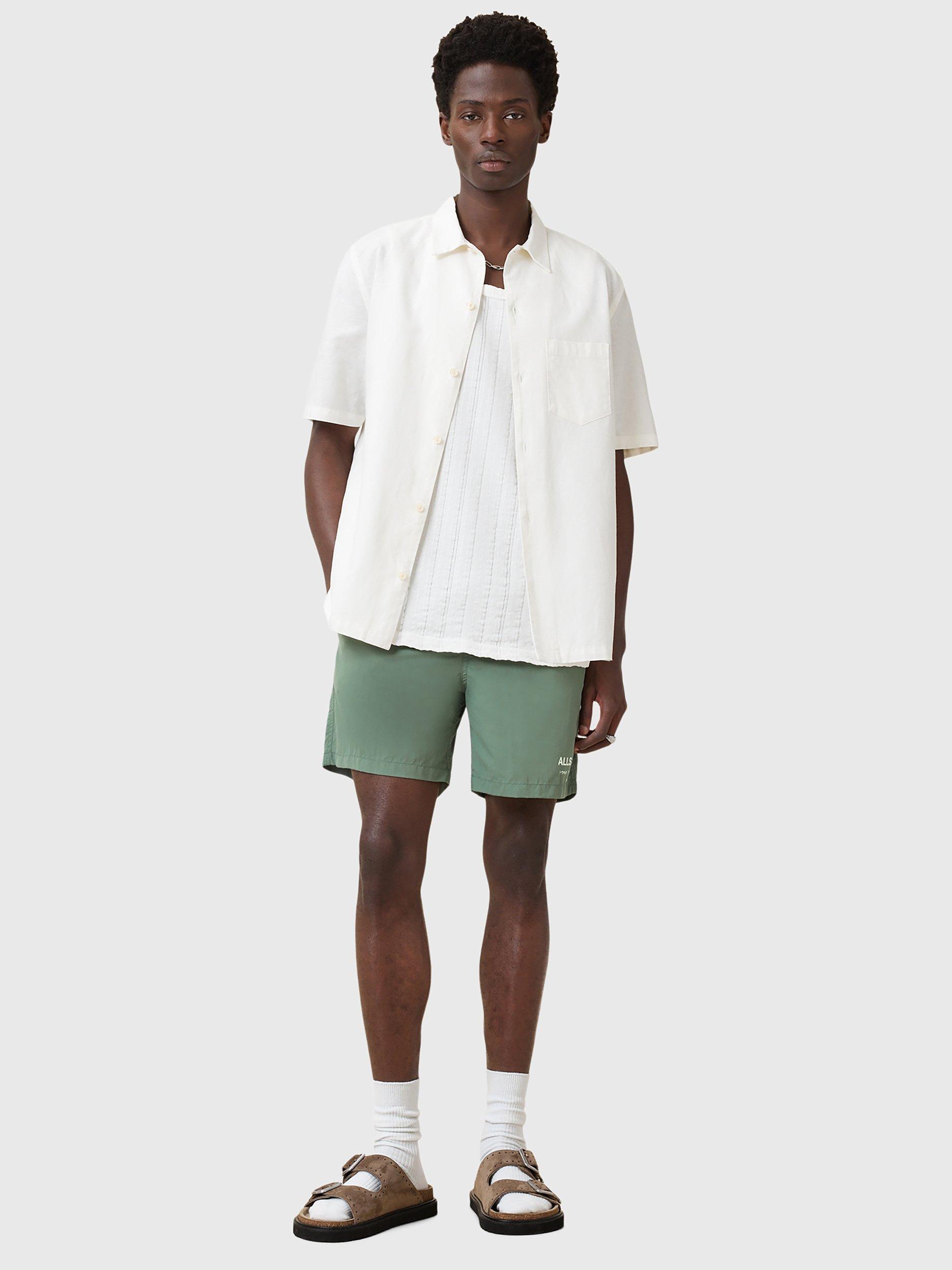 Product image 3 of 10, which shows AllSaints Underground Drawstring Swim Shorts, Island Green, S