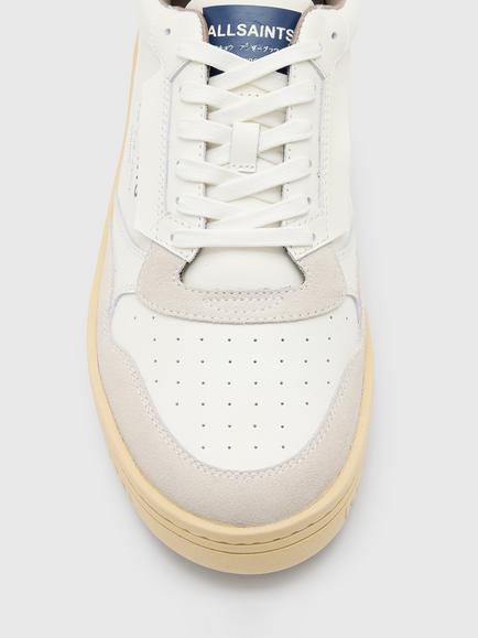 AllSaints Regan Leather Low Top Trainers - view 2, White/Blue