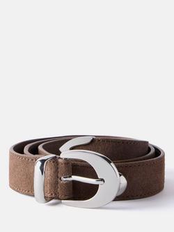 Mint Velvet Studded Leather Belt, Brown/Multi, Brown/Multi
