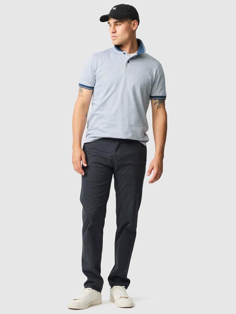 Product image 2 of 6, which shows Rodd & Gunn Lynden Geo Print Premium Cotton Slim Fit Short Sleeve Polo Shirt, Snow, XS