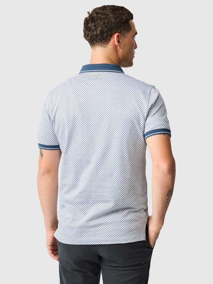 Product image 3 of 6, which shows Rodd & Gunn Lynden Geo Print Premium Cotton Slim Fit Short Sleeve Polo Shirt, Snow, XS