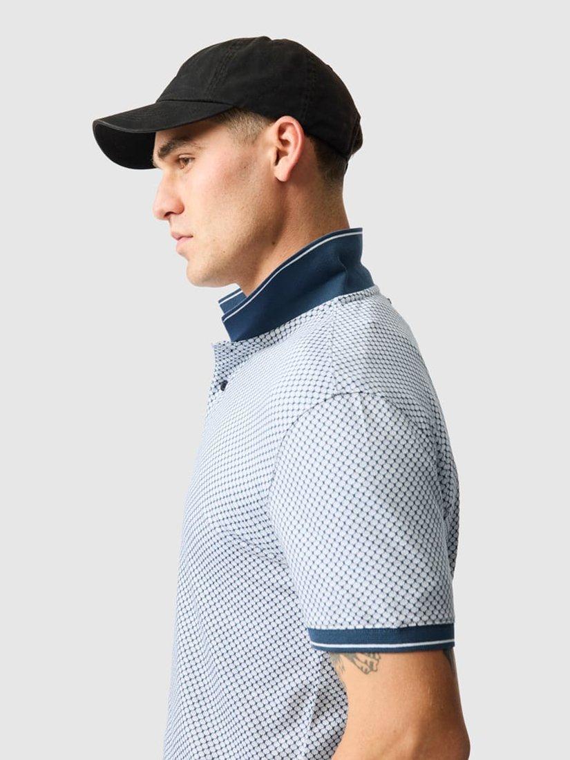 Product image 4 of 6, which shows Rodd & Gunn Lynden Geo Print Premium Cotton Slim Fit Short Sleeve Polo Shirt, Snow, XS