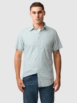 Rodd & Gunn Byron Geo Print Cotton Slim Fit Short Sleeve Shirt, Avocado