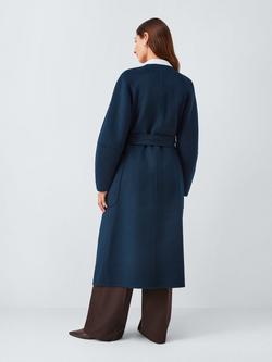 John Lewis Collarless Double Faced Hand Sewn Coat - view 2, Navy