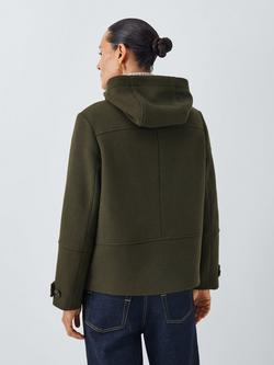 John Lewis Short Wool Blend Duffle Coat - view 2, Khaki