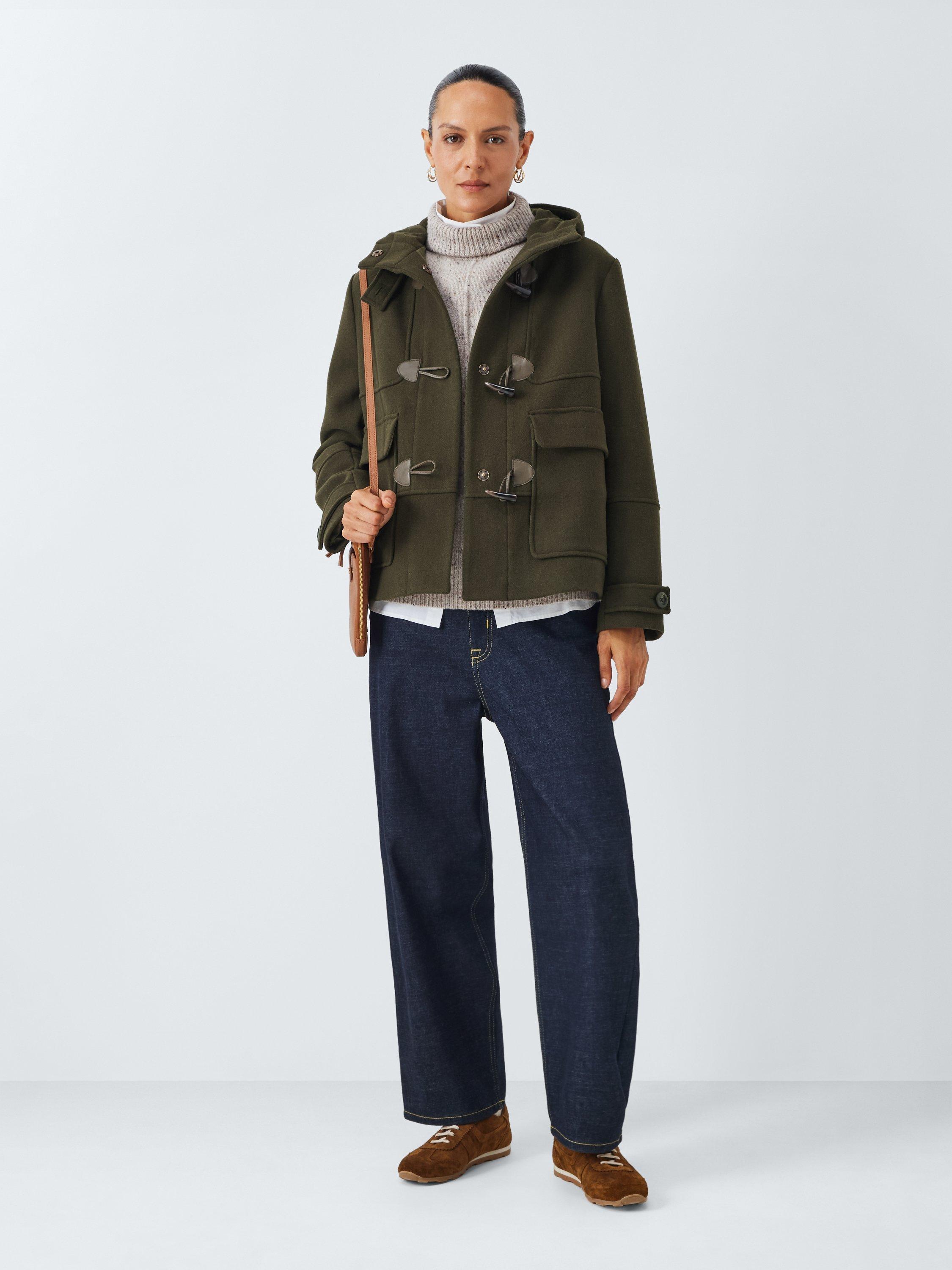 Product image 3 of 7, which shows John Lewis Short Wool Blend Duffle Coat, Khaki, 10