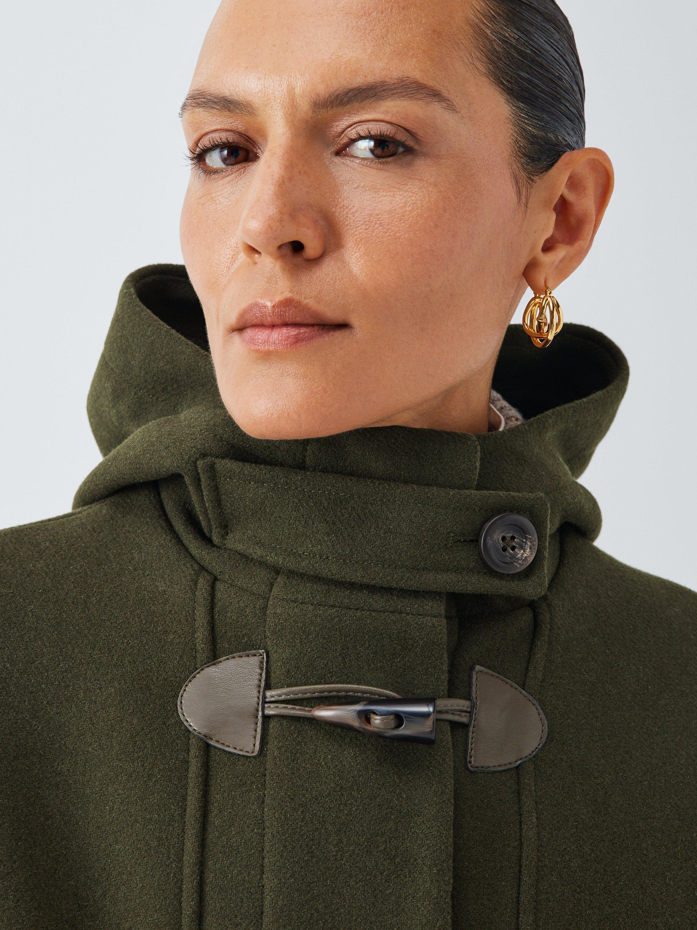 Product image 5 of 7, which shows John Lewis Short Wool Blend Duffle Coat, Khaki, 10