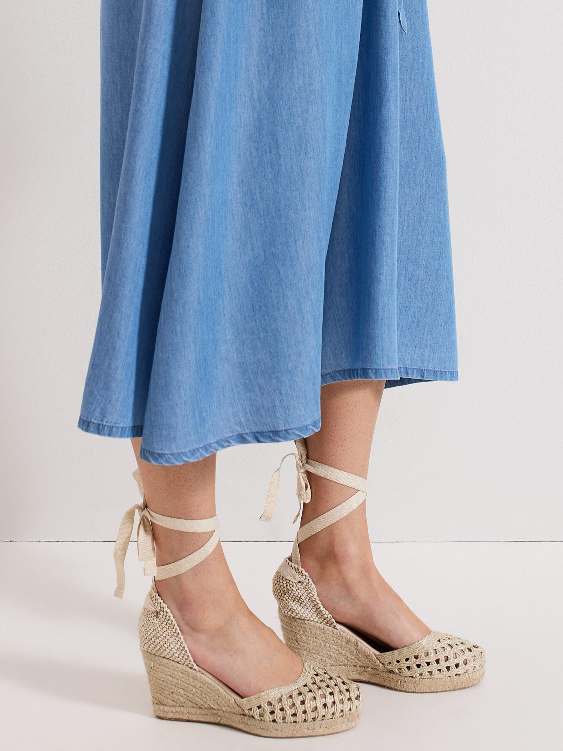 Product image 7 of 8, which shows Phase Eight Openwork Espadrille Wedge Sandals, Gold, 3