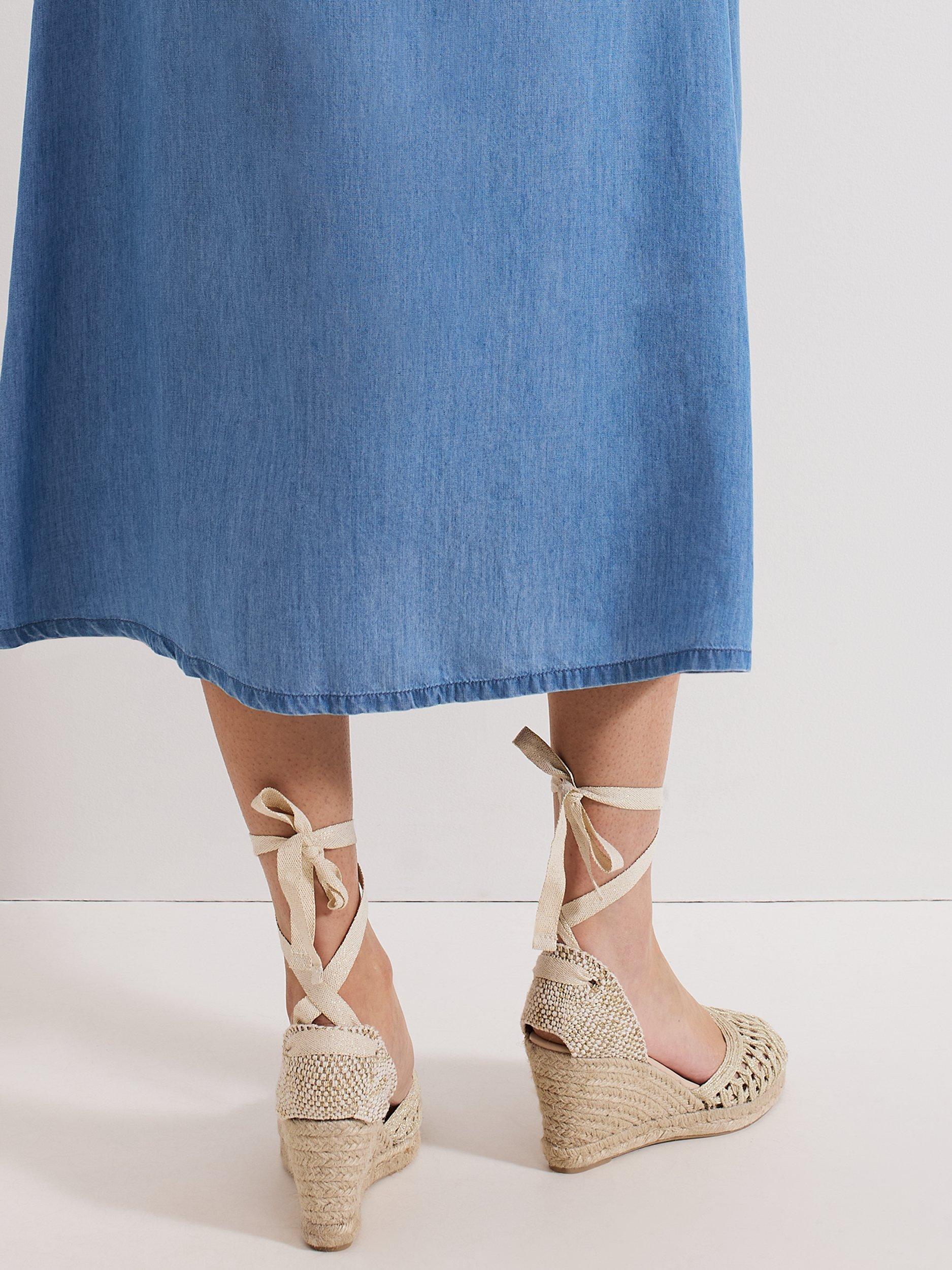 Product image 8 of 8, which shows Phase Eight Openwork Espadrille Wedge Sandals, Gold, 3