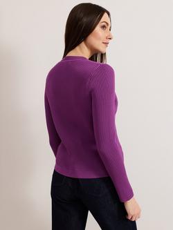 Phase Eight Sharna Ribbed Shrug, Purple - view 2, Purple