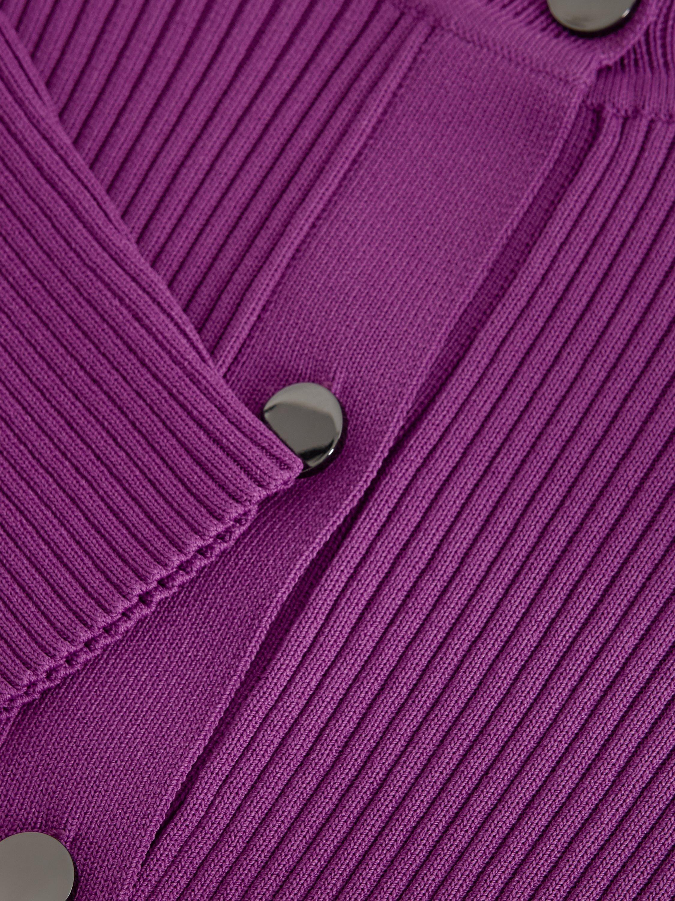 Product image 6 of 7, which shows Phase Eight Sharna Ribbed Shrug, Purple, S