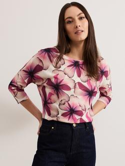 Phase Eight Nori Petal Print Linen Blend Top, Multi, Multi