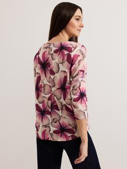 Phase Eight Nori Petal Print Linen Blend Top, Multi - view 2, Multi