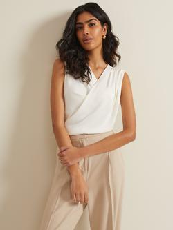 Phase Eight Sutton Sleeveless Drape Rib Top, Ivory