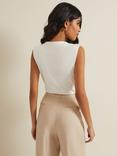 Phase Eight Sutton Sleeveless Drape Rib Top, Ivory