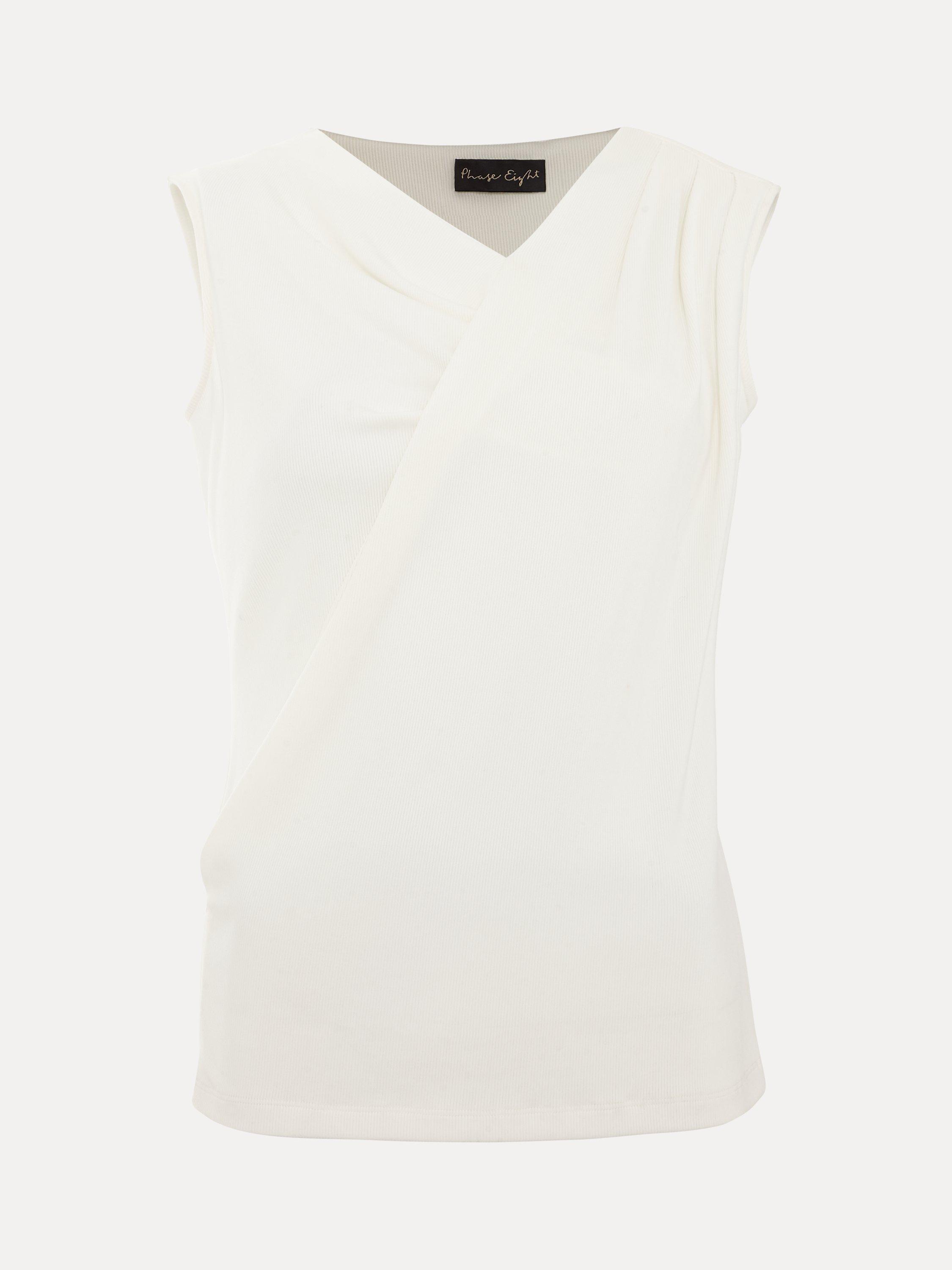 Product image 5 of 7, which shows Phase Eight Sutton Sleeveless Drape Rib Top, Ivory, 8
