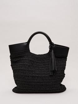Phase Eight Straw Shopper Bag, Black, Black